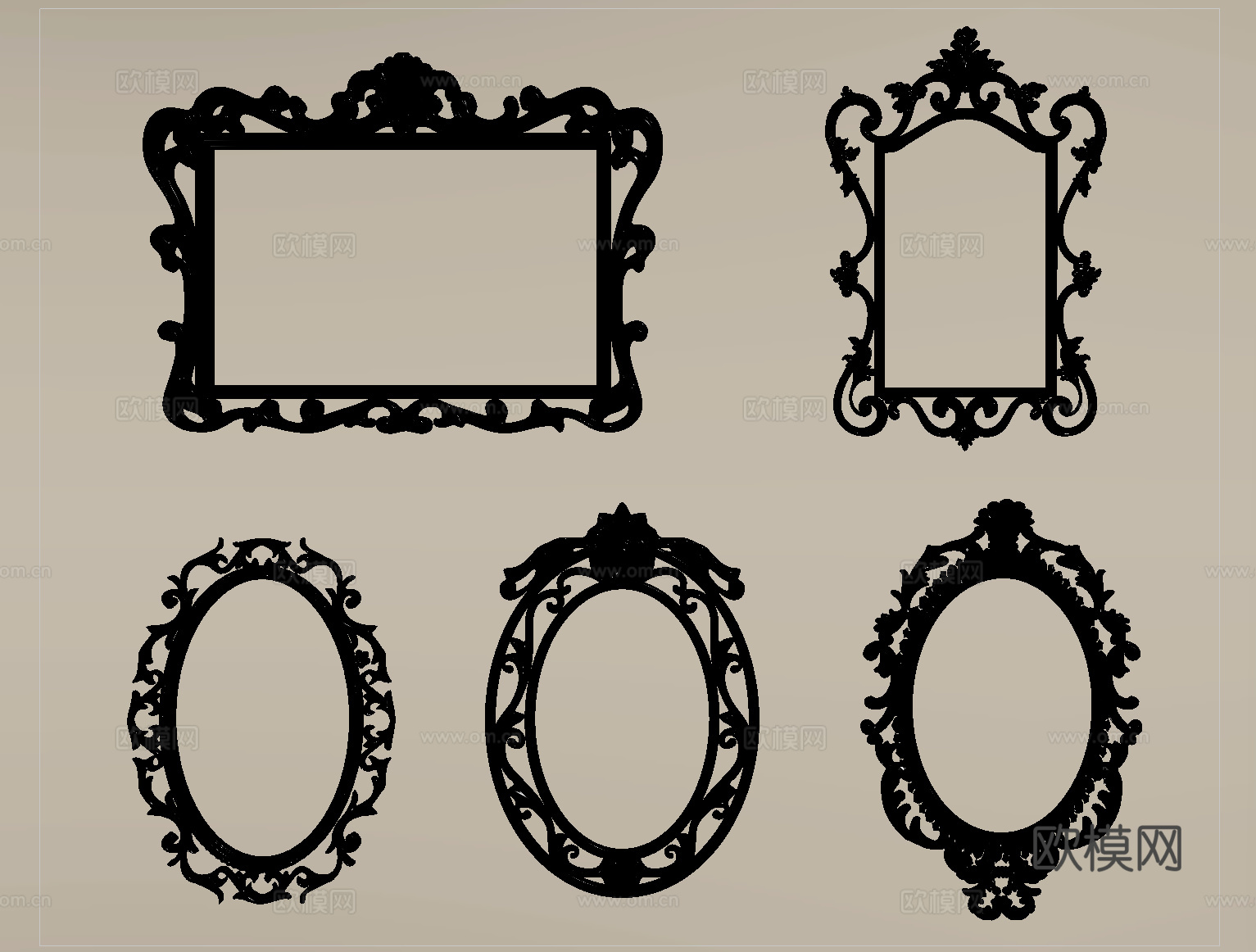 欧式画框 雕花相框 镜框su模型