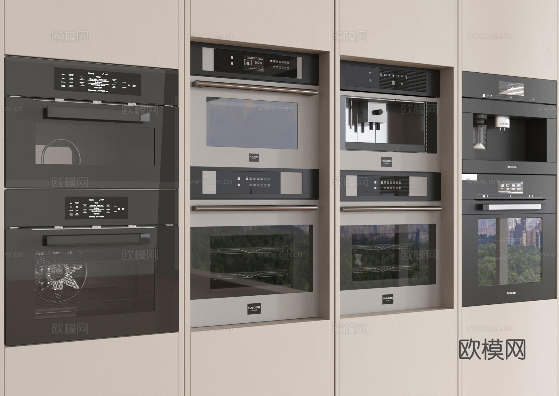 现代嵌入式蒸烤箱 厨房电器3d模型下载