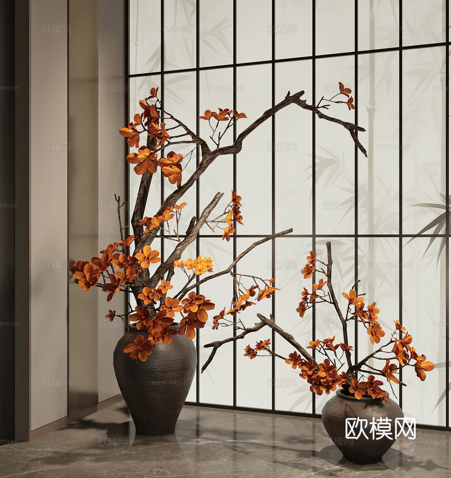 现代盆栽su模型