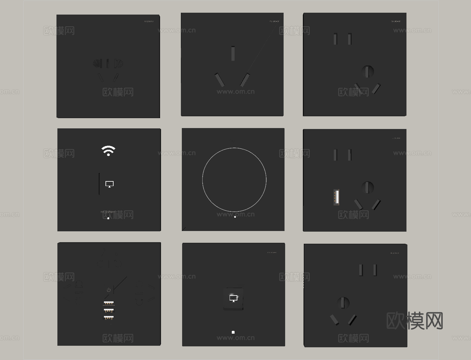 现代智能开关插座 功能面板su模型