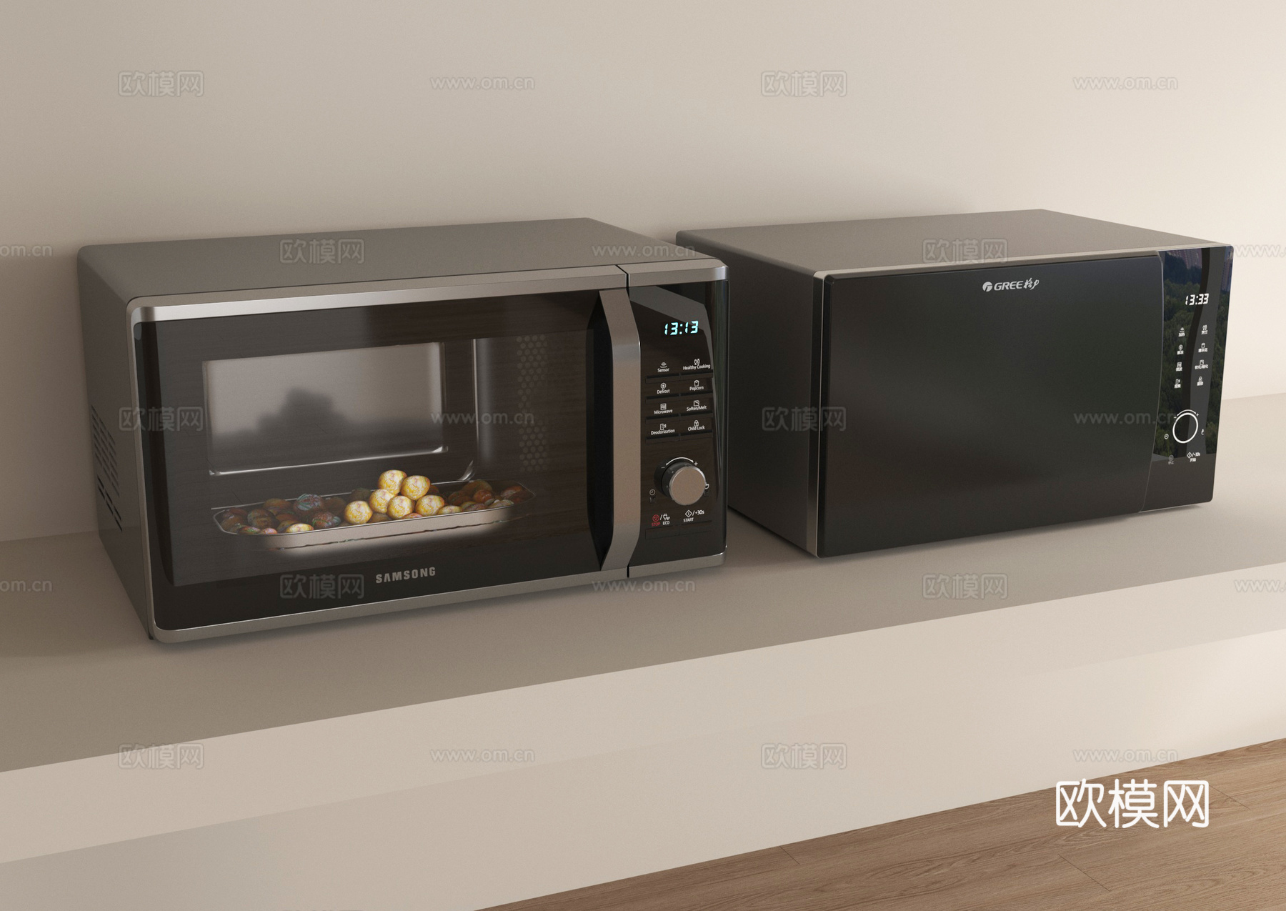 现代微波炉 厨房电器su模型