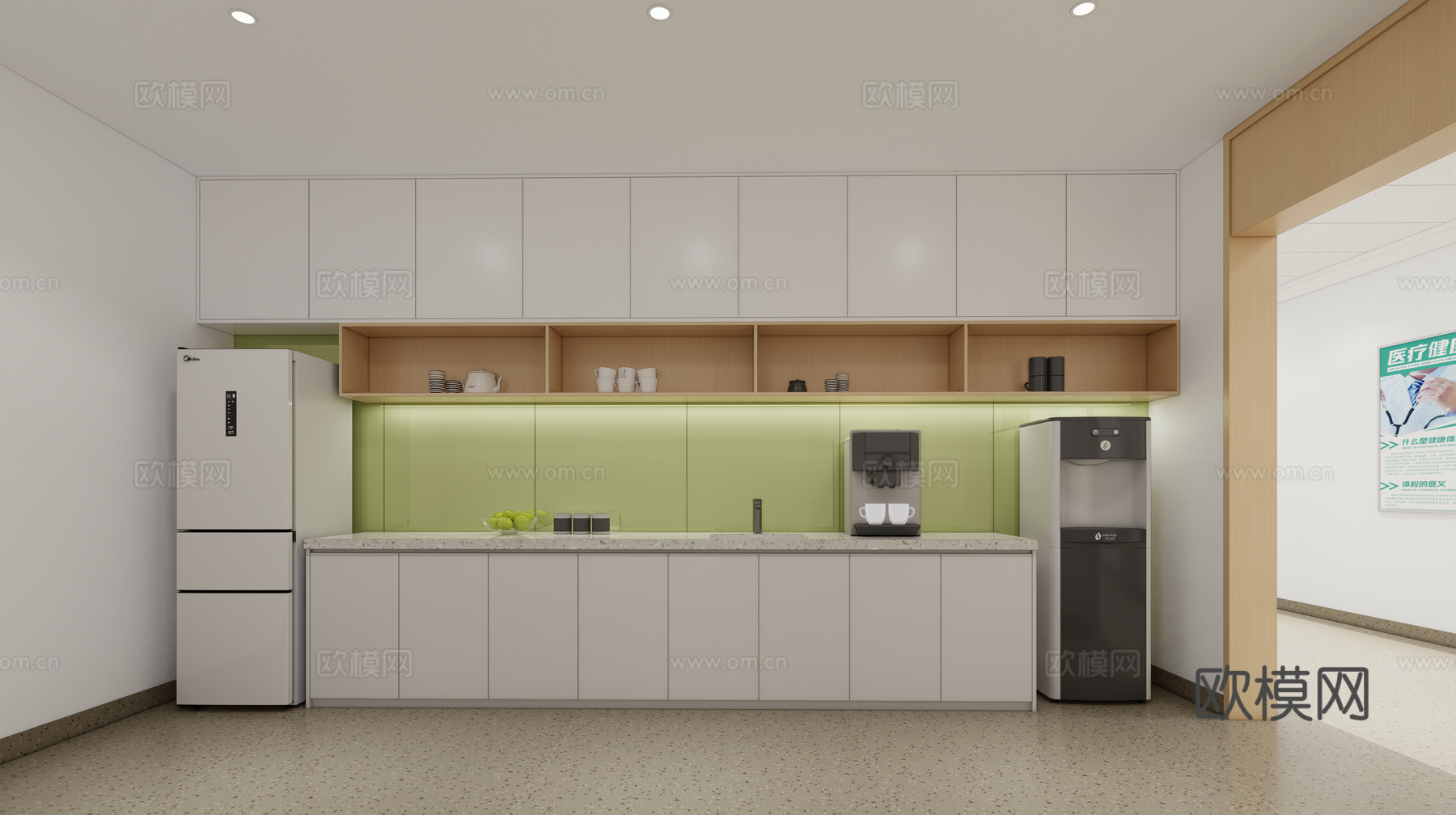 现代医院_医院休息区_休息区_备餐台_楼道_过道su模型