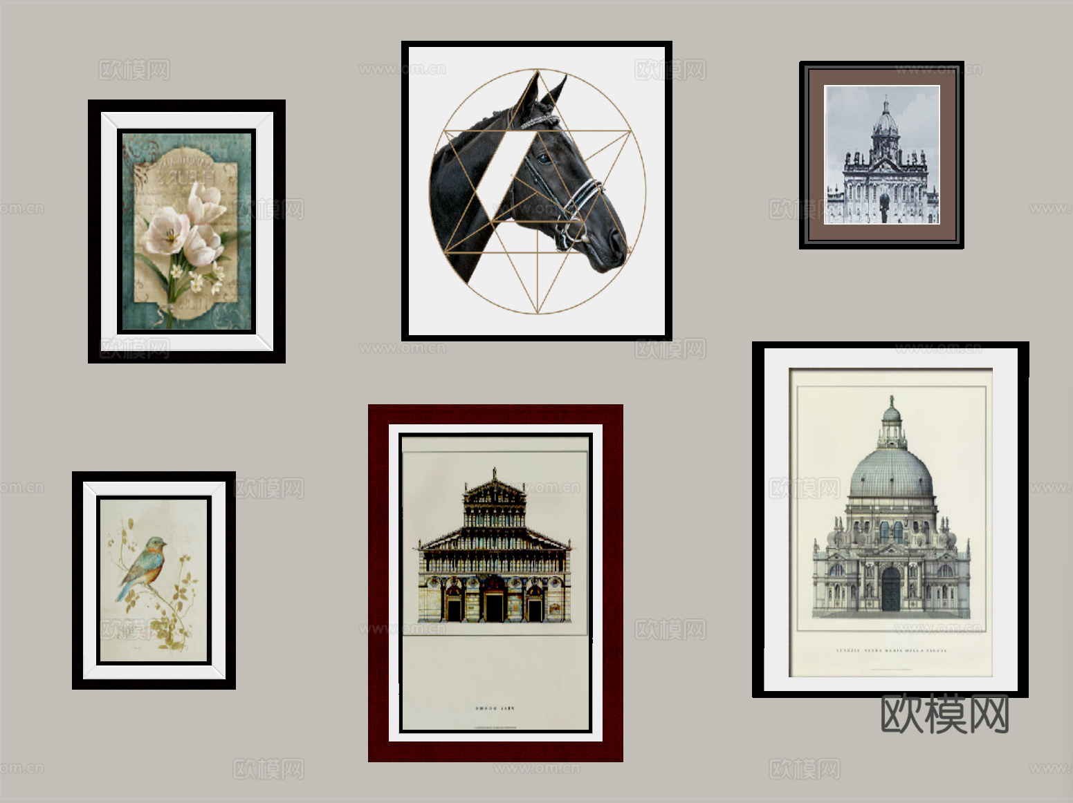 法式简欧挂画 装饰画su模型