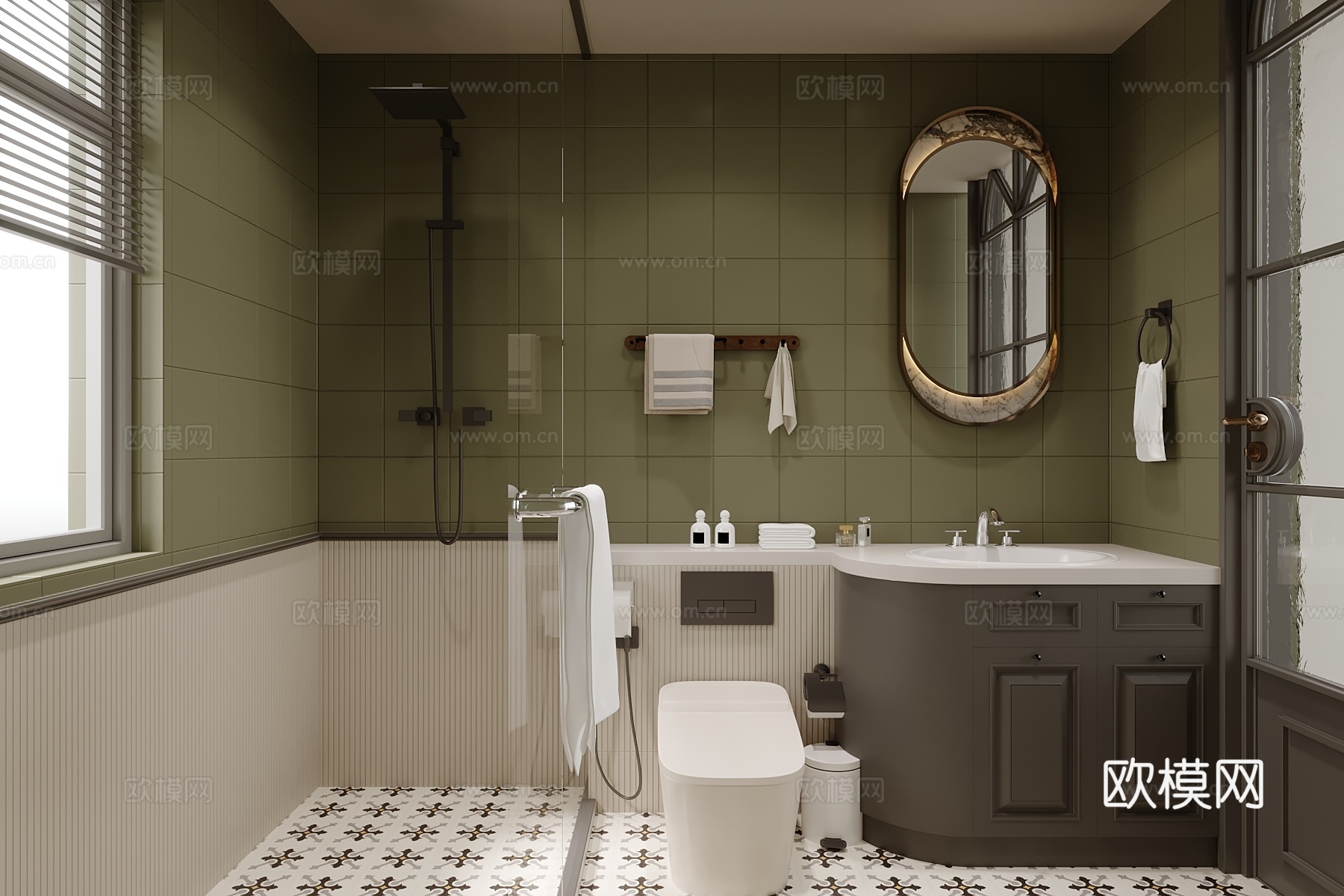 法式卫生间 浴室柜  马桶su模型