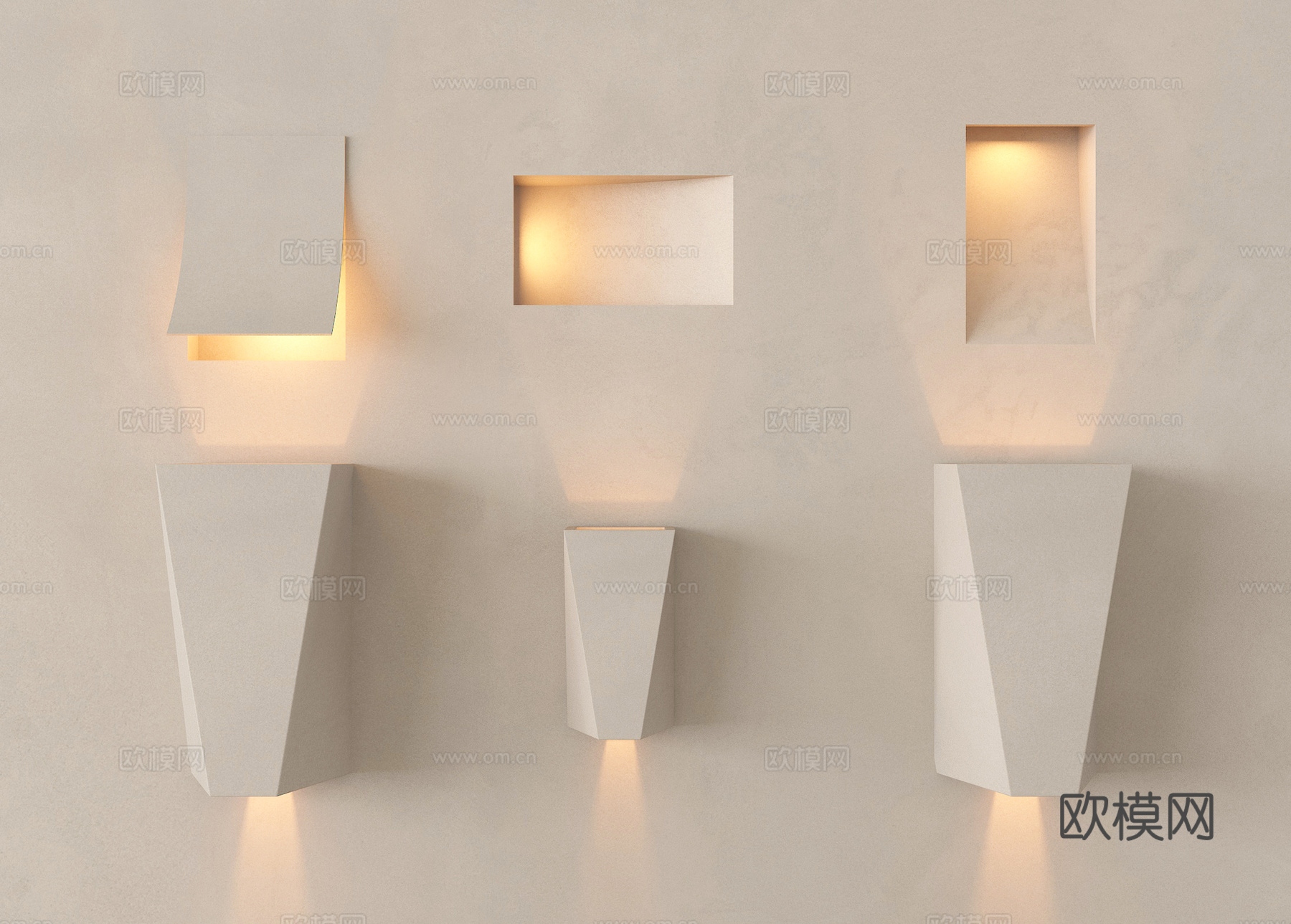 现代石膏灯 嵌入式石膏灯3d模型下载