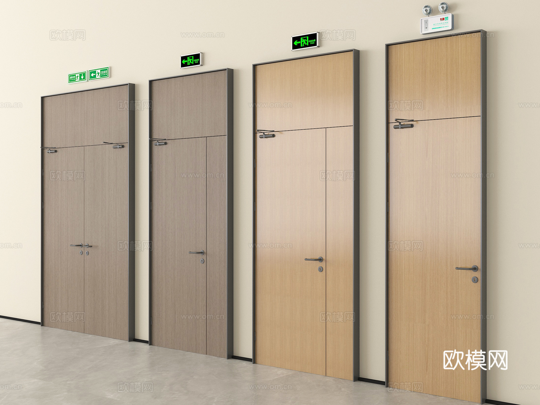 现代消防门 防火门 安全出口su模型