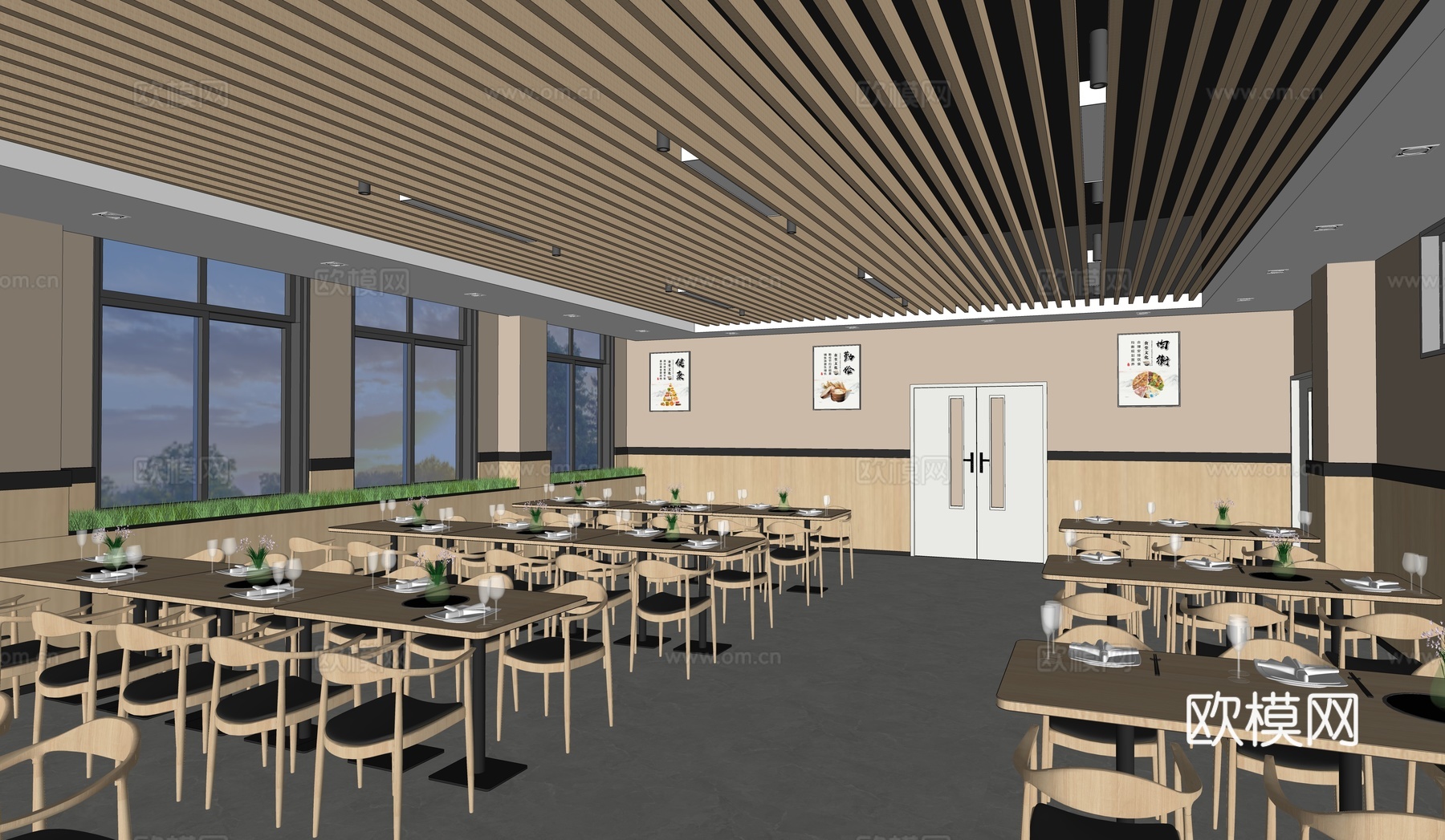 现代餐厅su模型