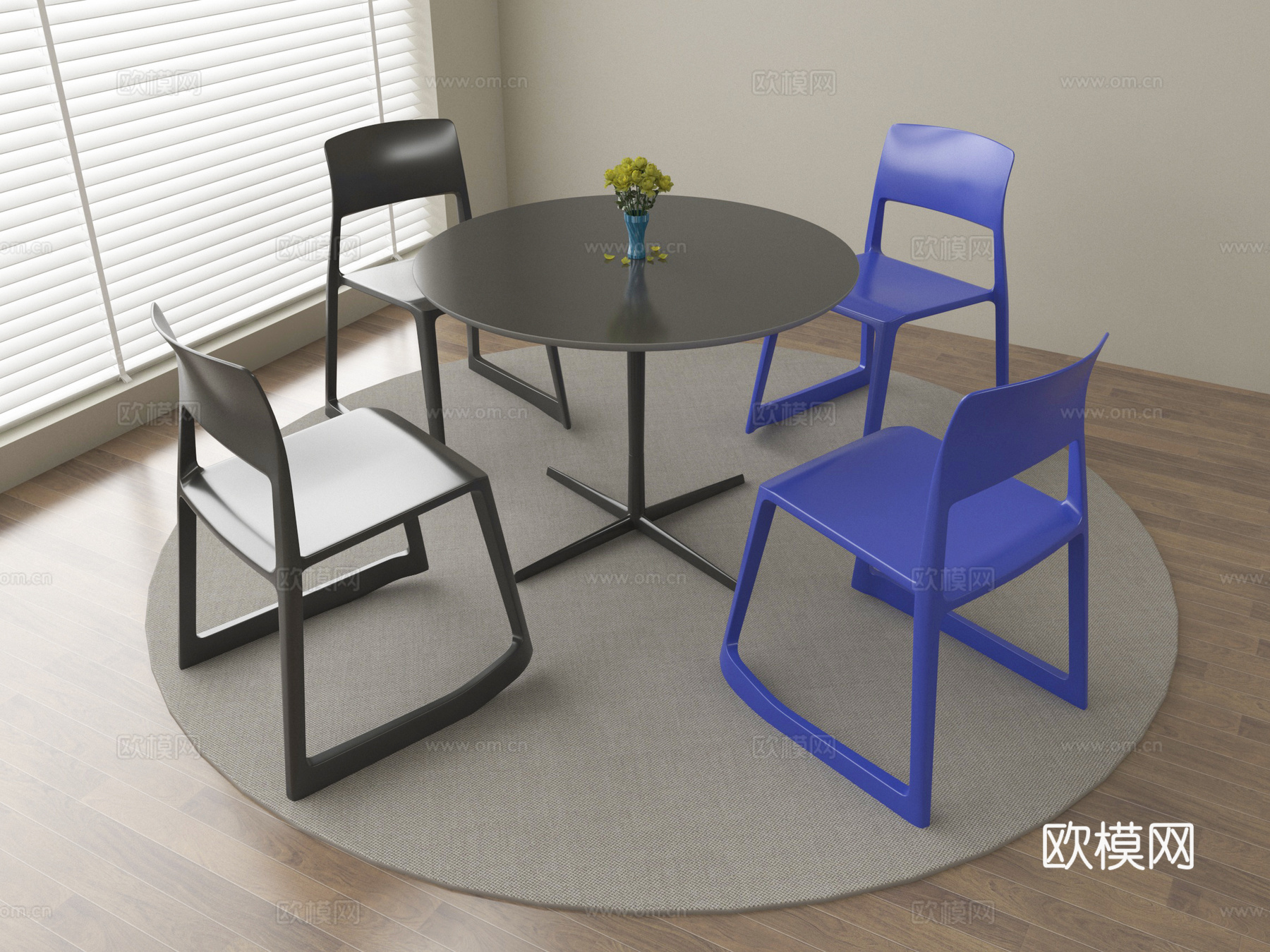 现代休闲桌椅 洽谈桌椅 餐桌椅su模型