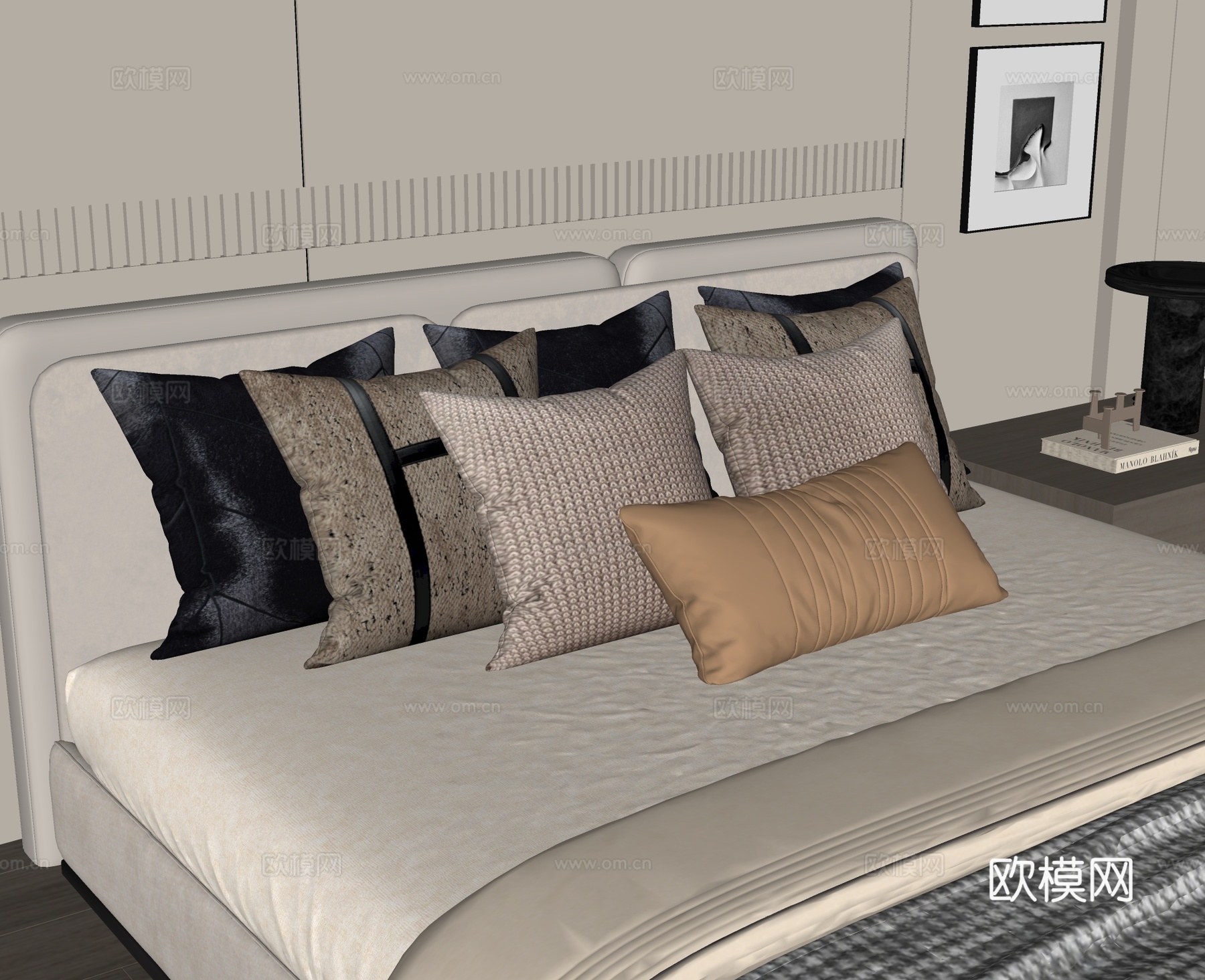 现代抱枕枕头su模型