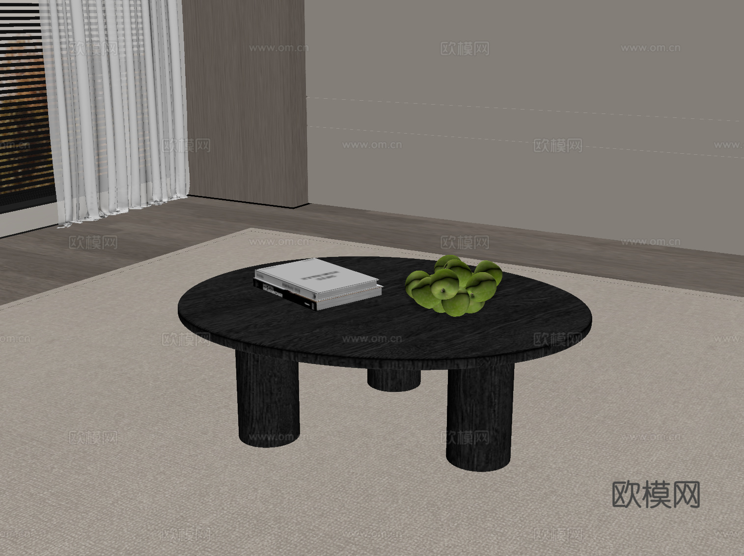 现代茶几 实木茶几su模型