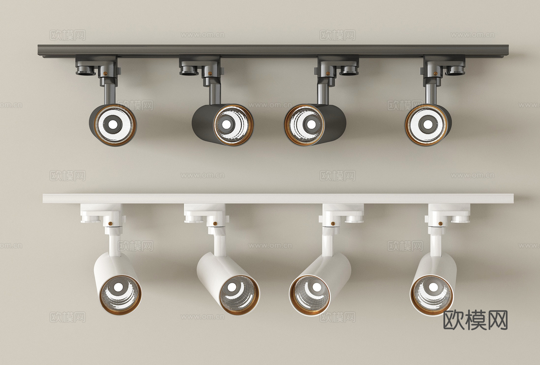 现代筒灯射灯 轨道射灯su模型