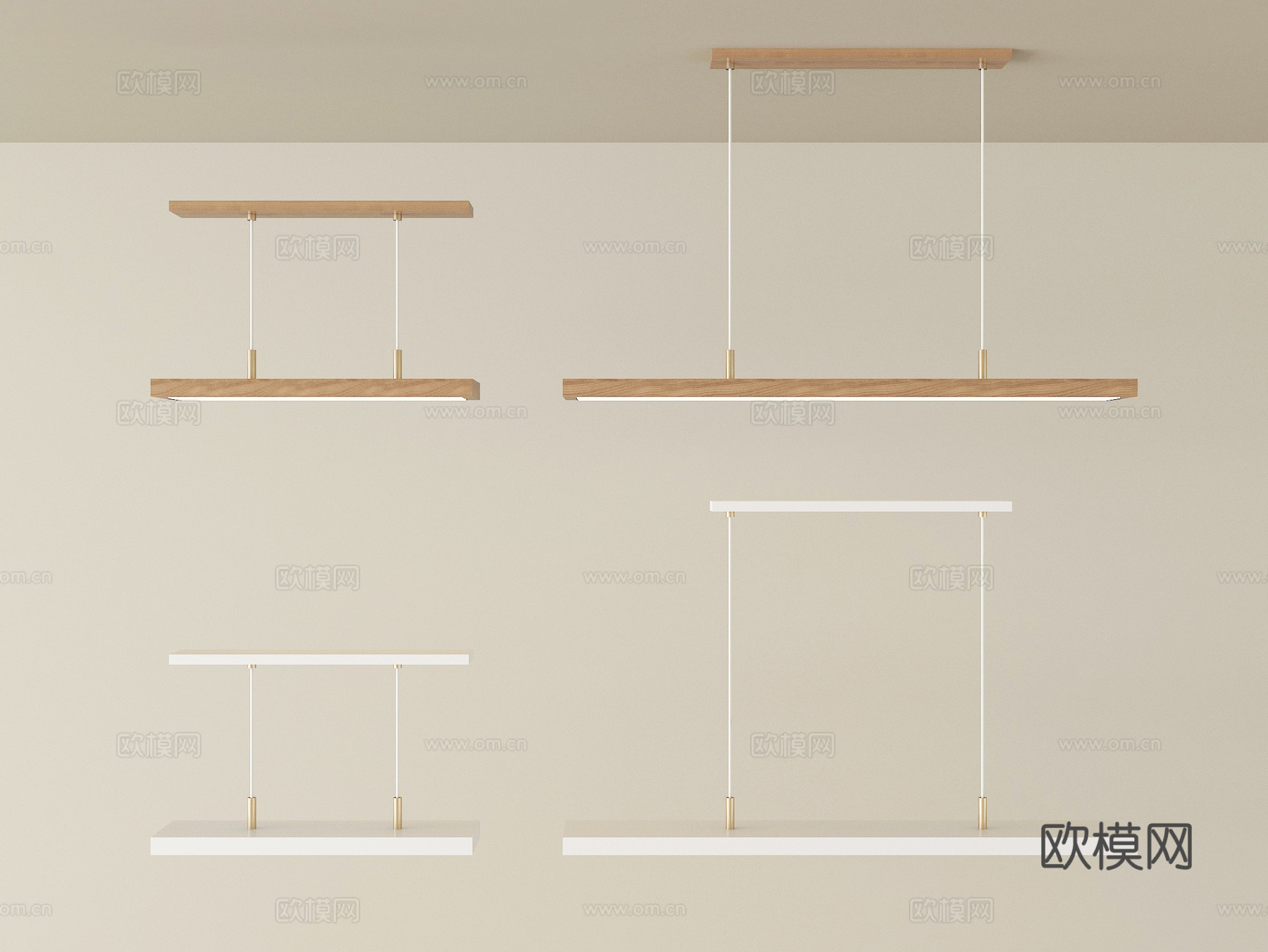 现代条形简约吊灯su模型