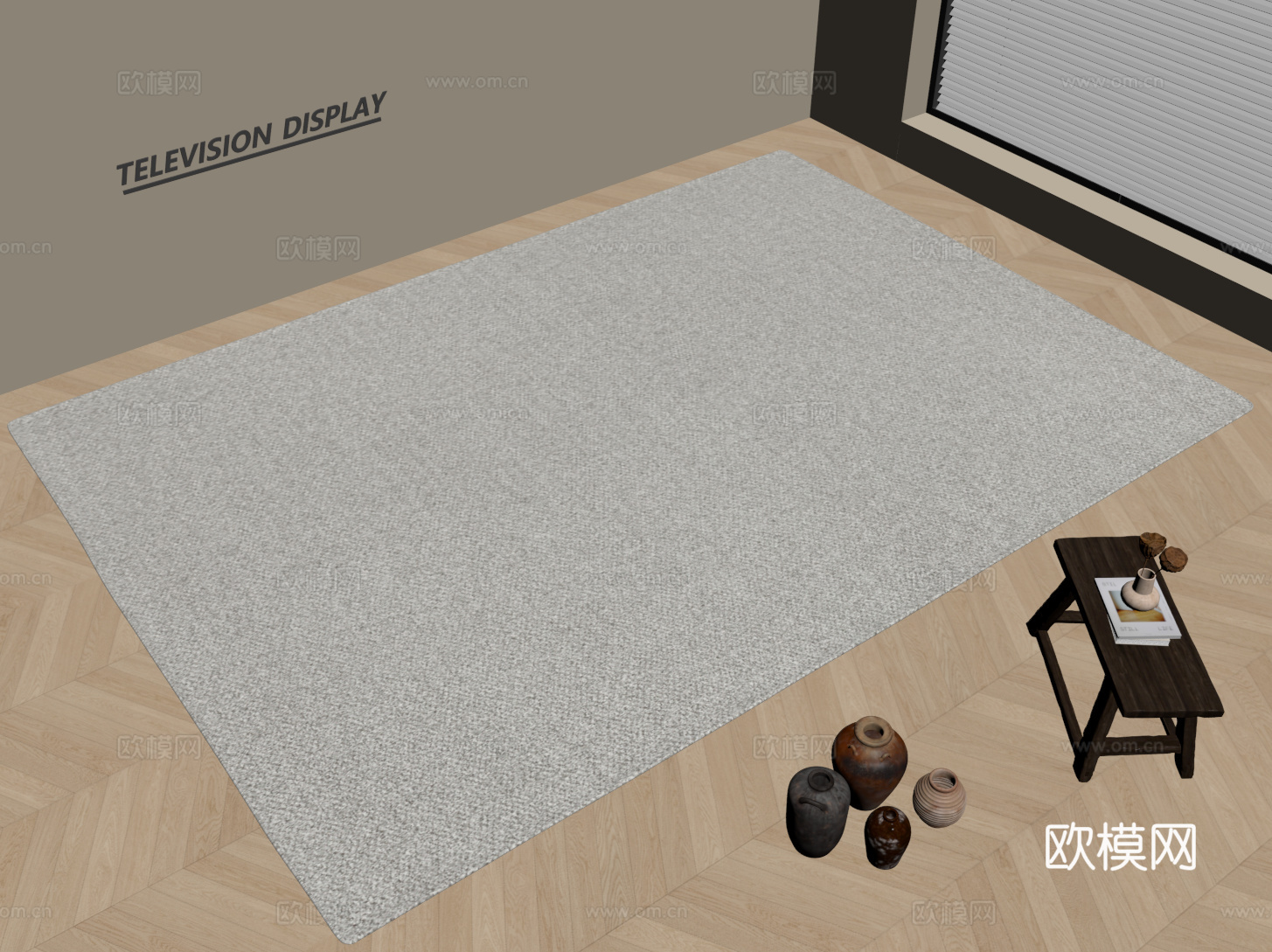 现代简约地毯 方形地毯 粗布地毯 客厅地毯 奶油风地毯su模型