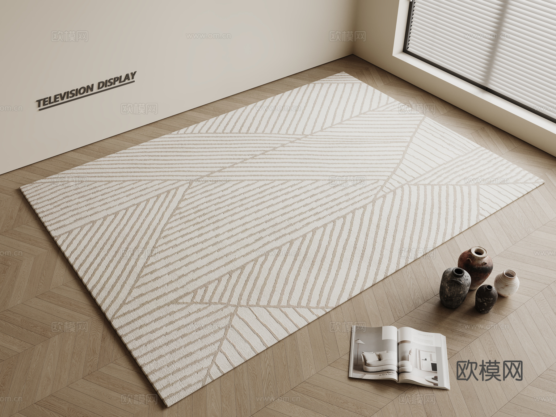 现代简约地毯 方形地毯 粗布地毯 客厅地毯 奶油风地毯su模型