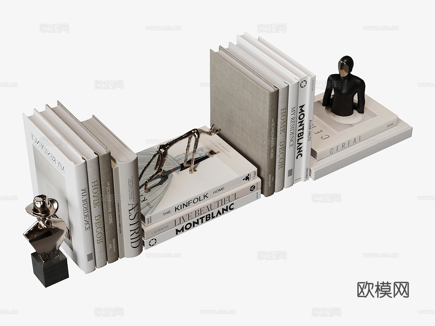 现代书籍摆件su模型