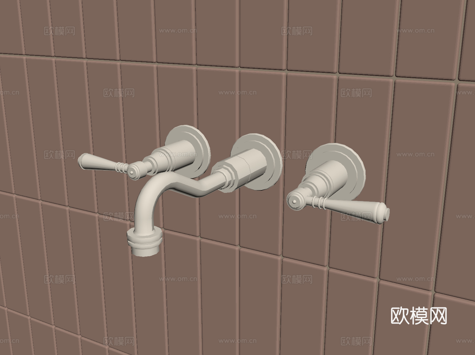 现代水龙头 墙排水龙头su模型