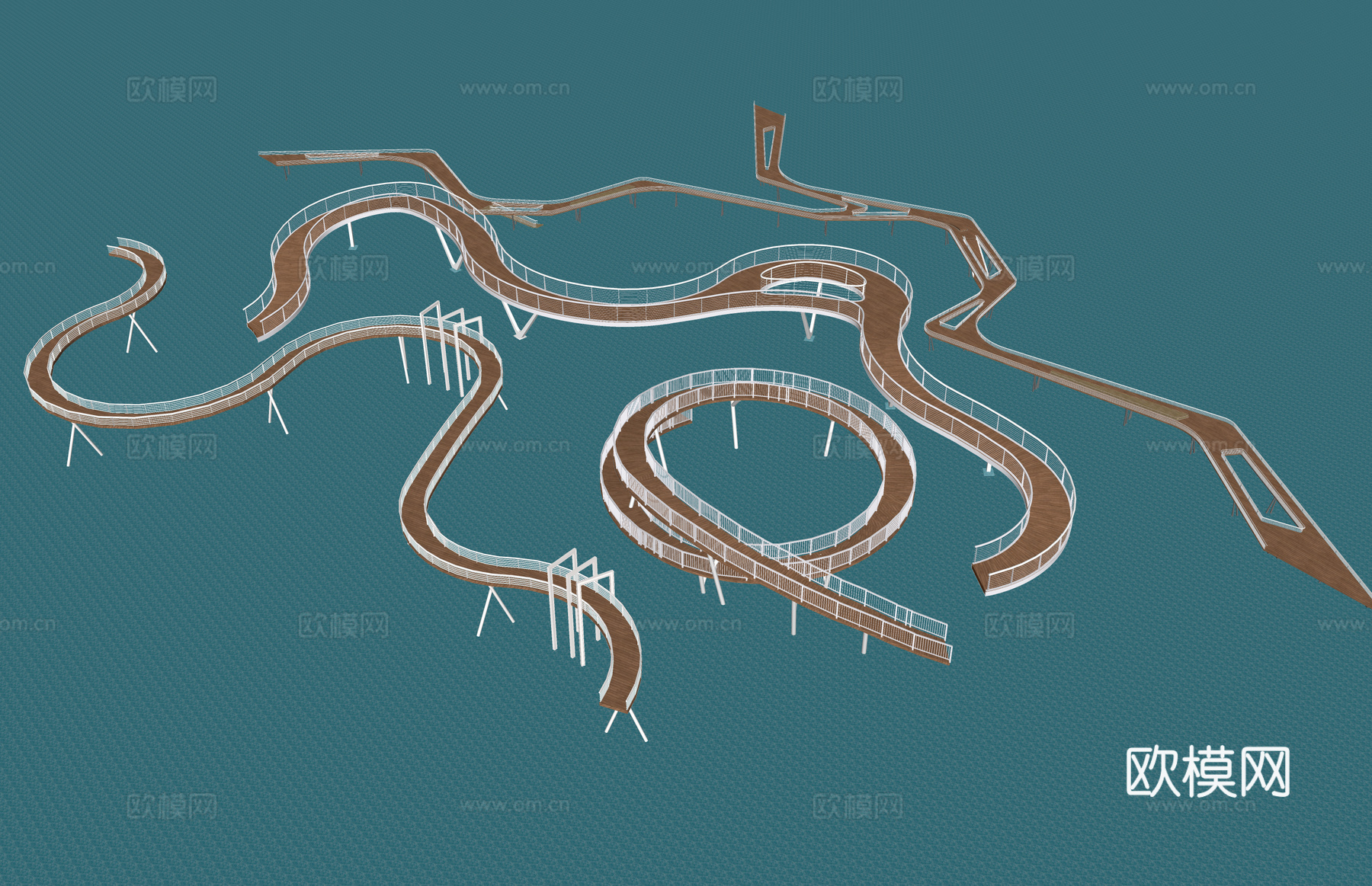 桥 桥梁 滨水栈道 景观桥 高架桥su模型