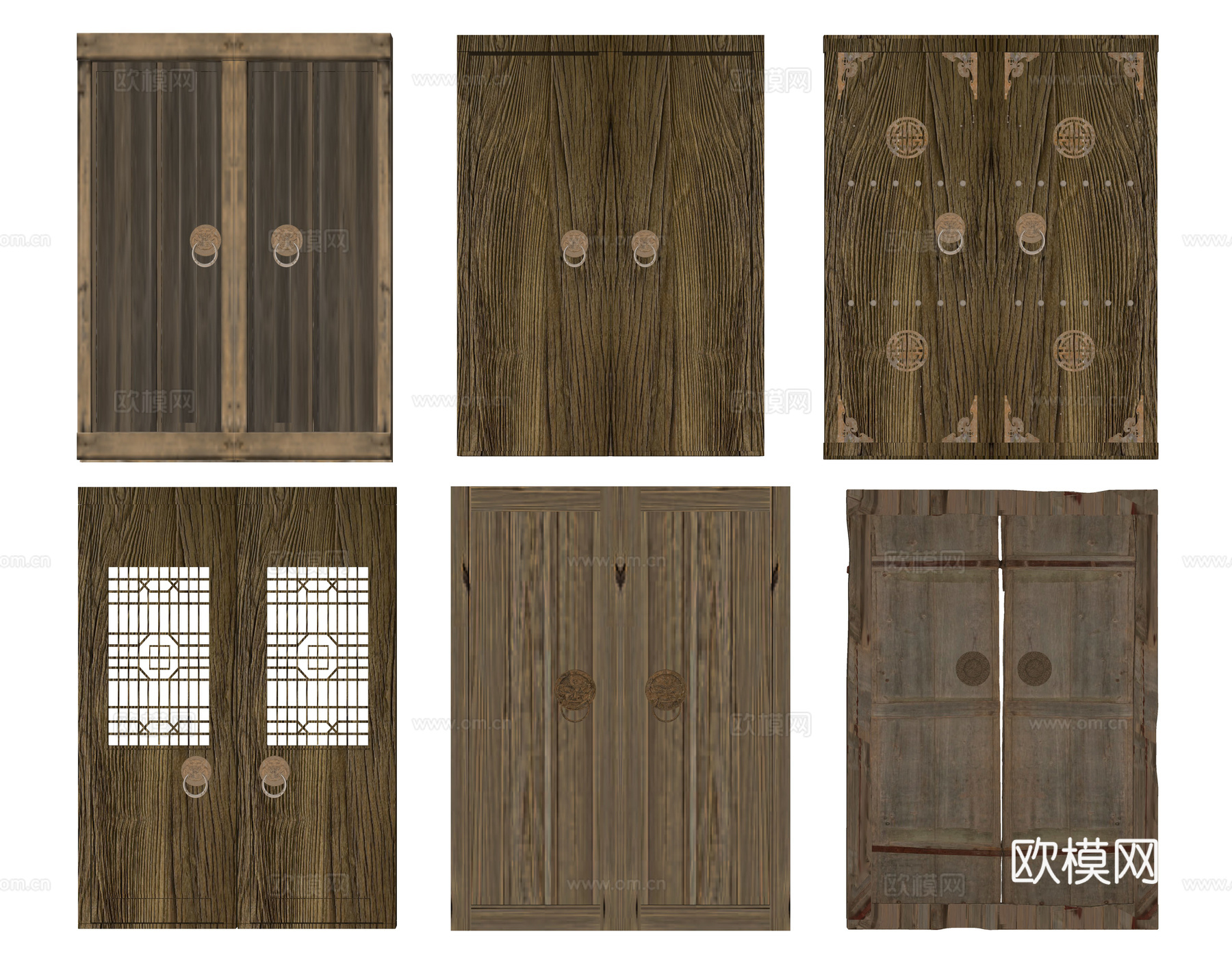 木门 中式木头门 破旧木门 老木门 门板 原木门 老木头门su模型