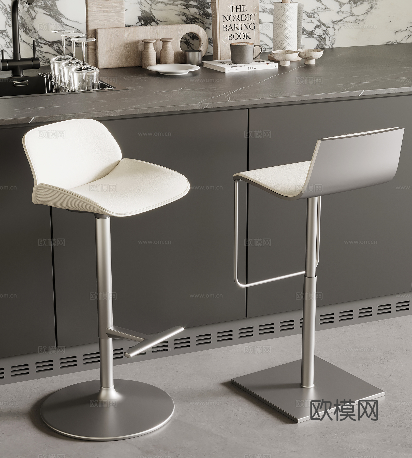 现代简约吧椅su模型