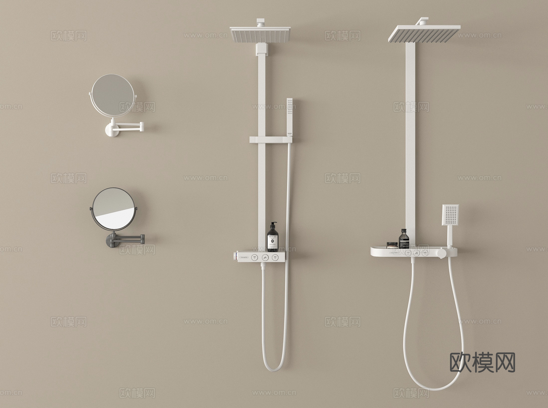 现代淋浴花洒 恒温花洒su模型