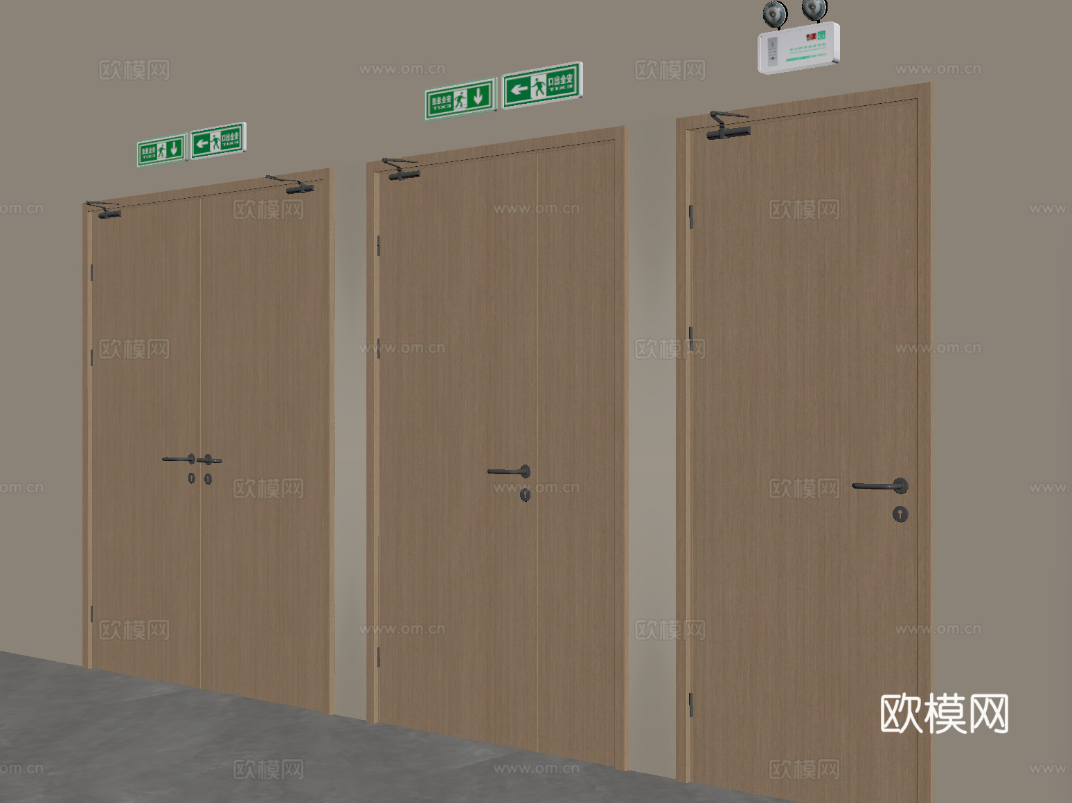 现代消防门 防火门 安全出口su模型