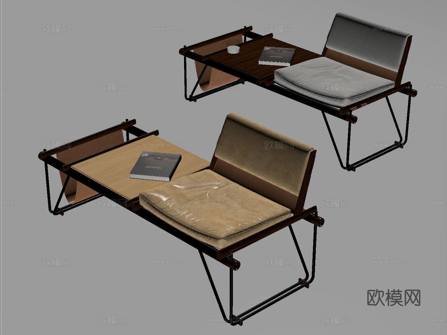 现代休闲长椅 折叠椅su模型