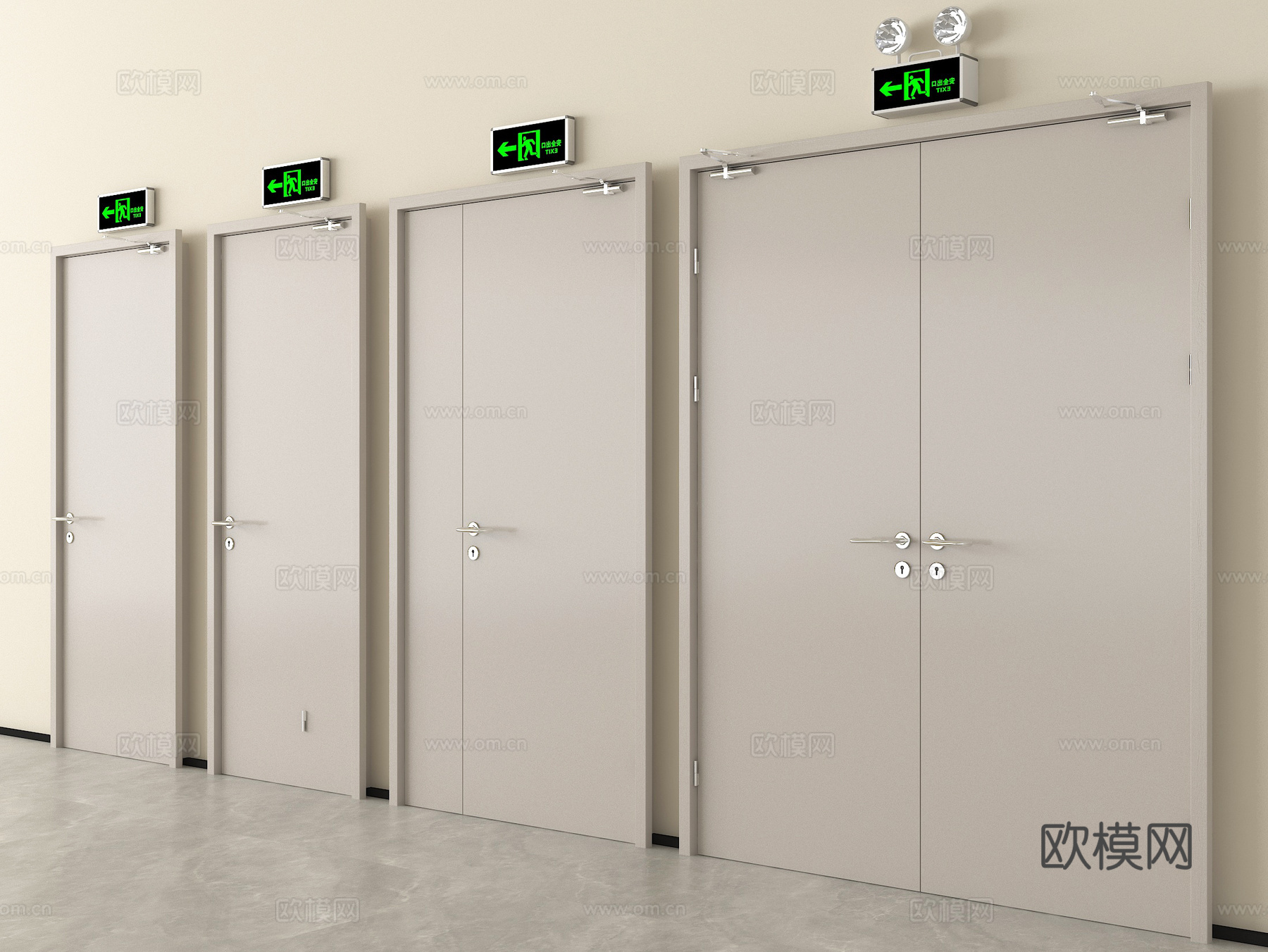 现代消防门 防火门 安全出口su模型