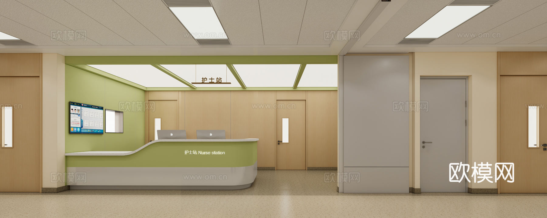 现代医院_中医院_医院大厅_分诊台_护士站su模型