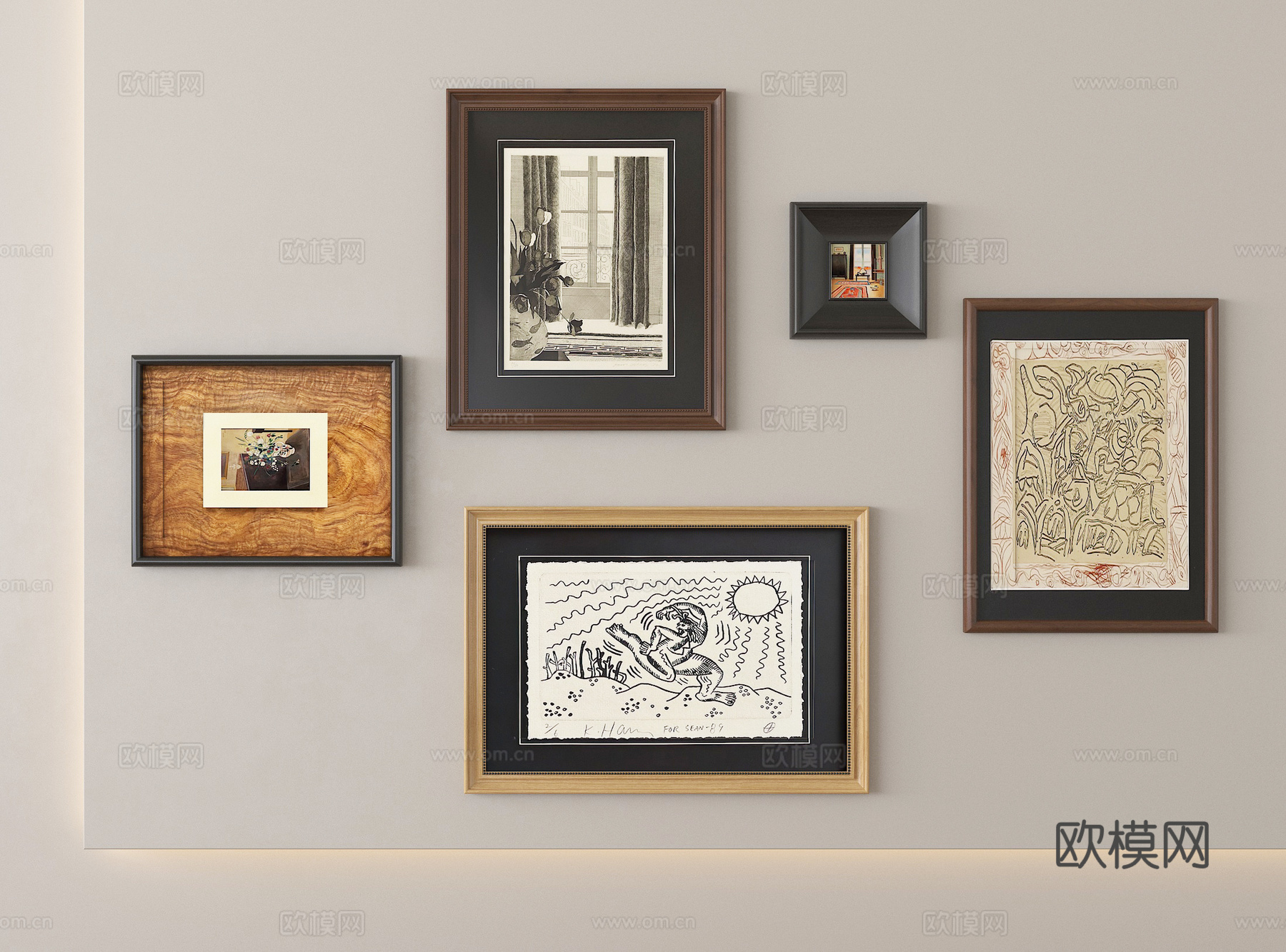 法式挂画 相框 装饰画框su模型
