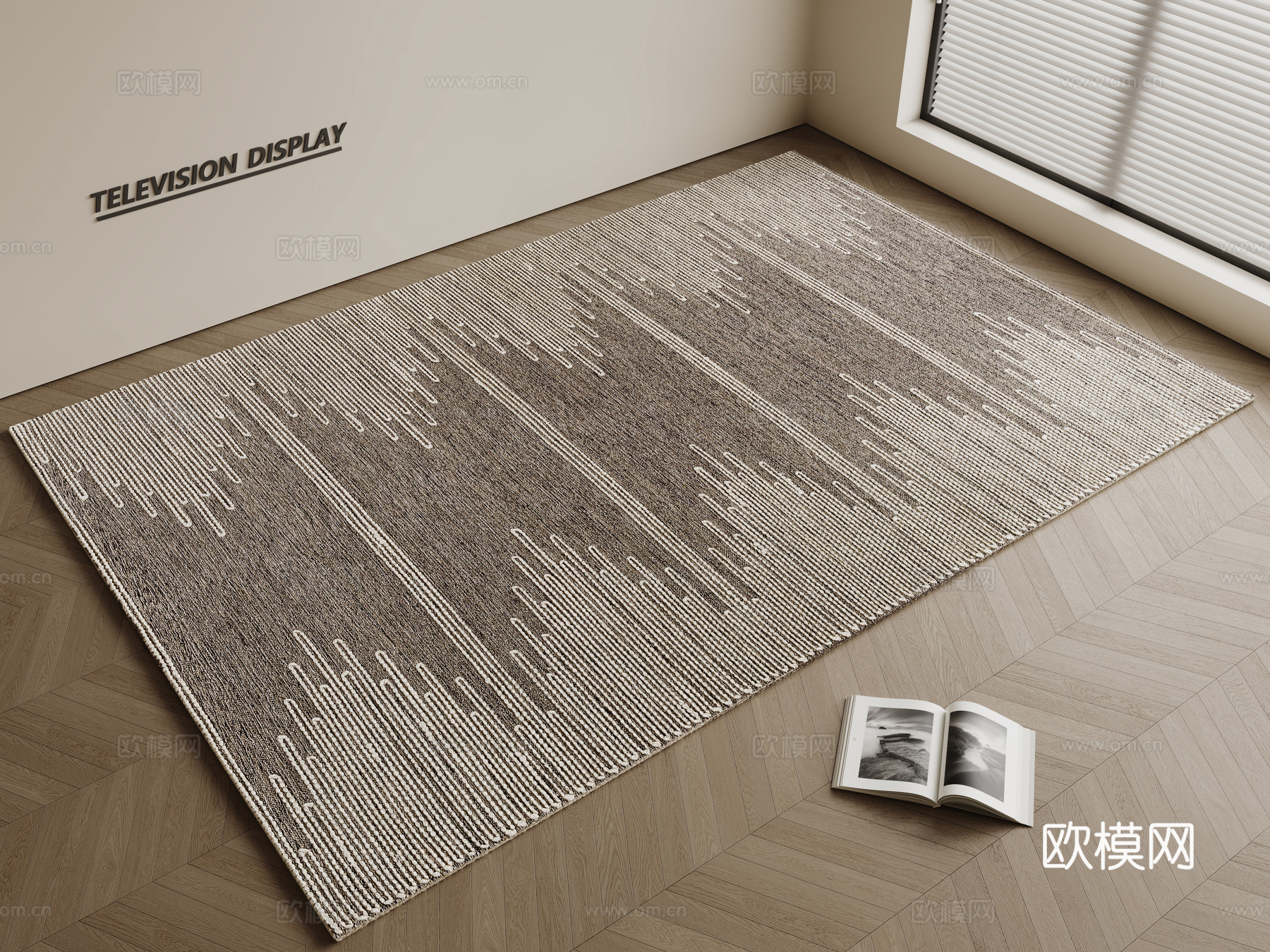 现代简约地毯 方形地毯 粗布地毯 客厅地毯 奶油风地毯su模型
