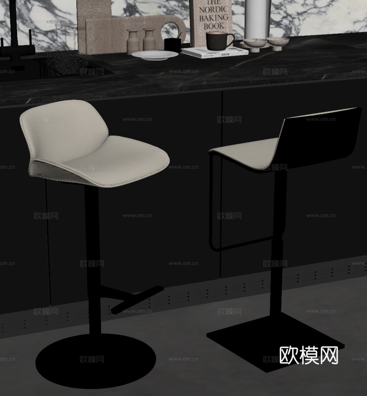 现代简约吧椅su模型