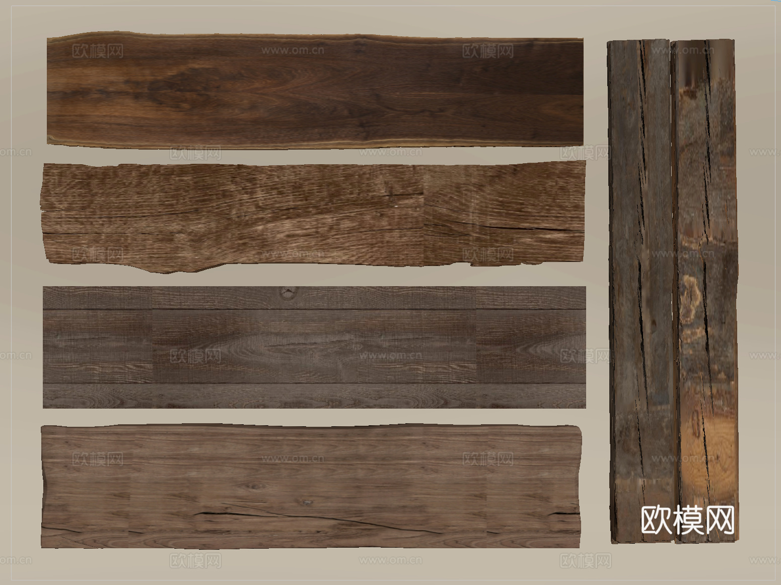 新中式旧木板 老木板 旧木头su模型