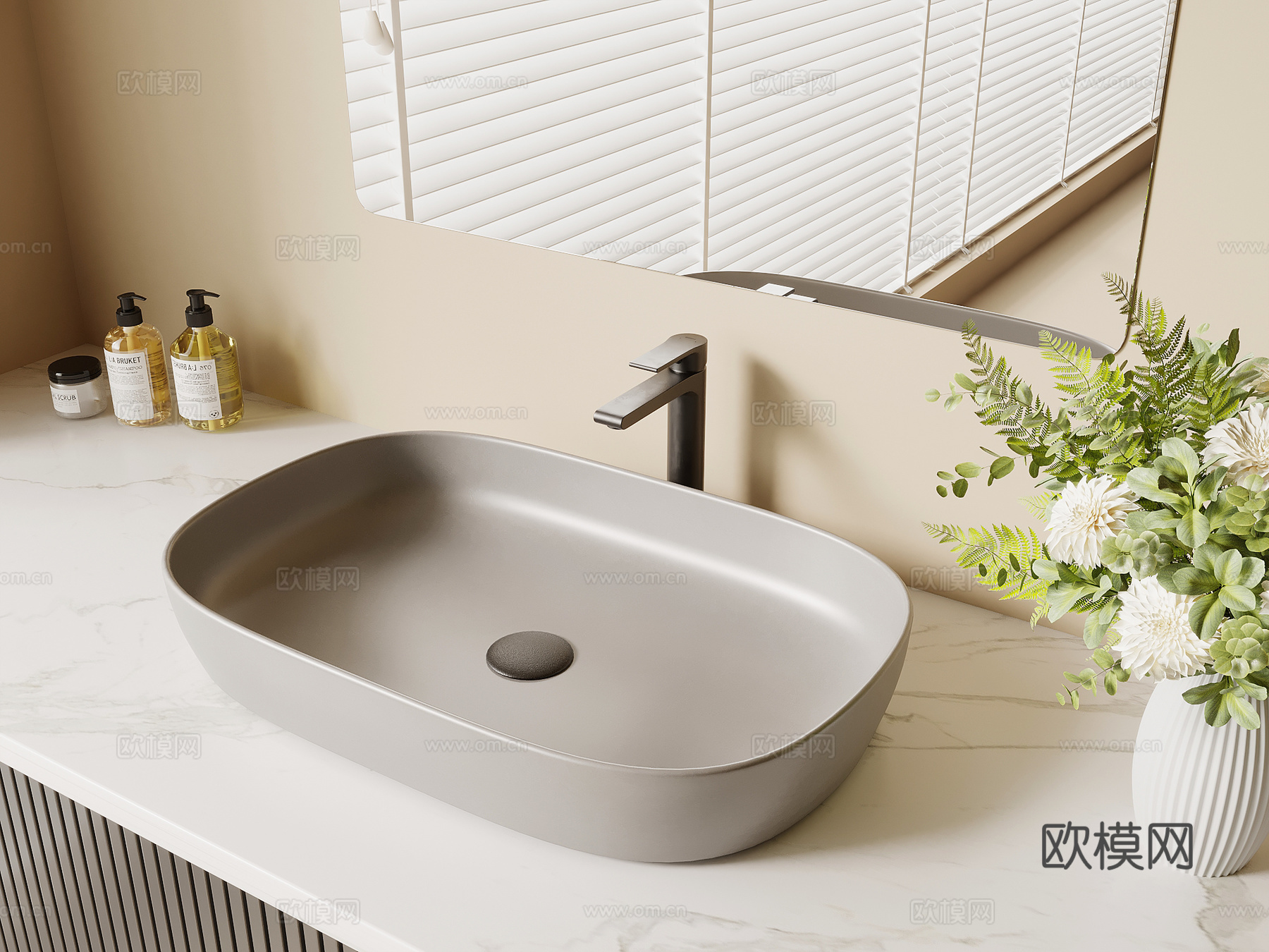 现代洗手台 台盆 浴室柜3d模型下载