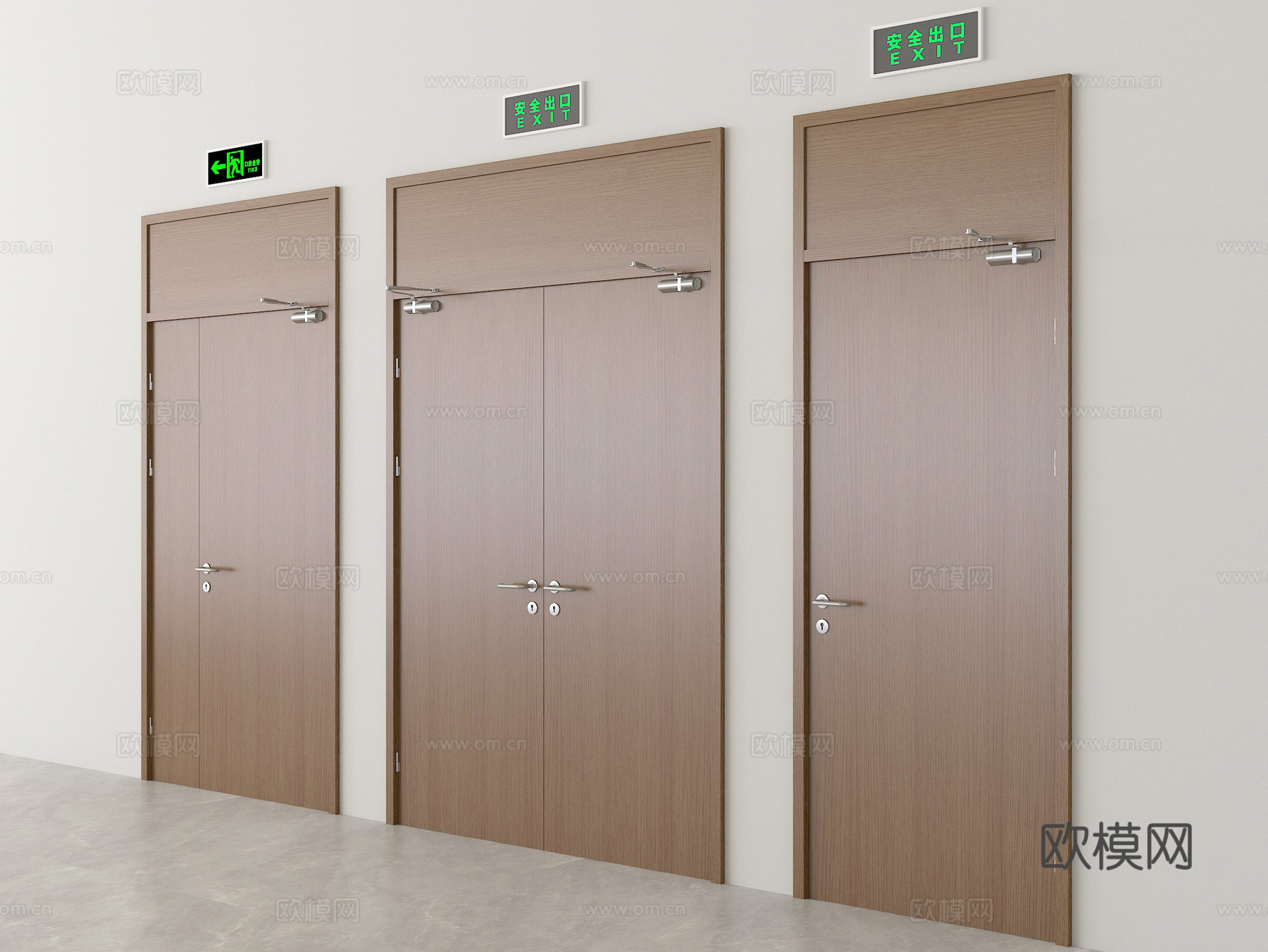 现代消防门 防火门 安全出口su模型