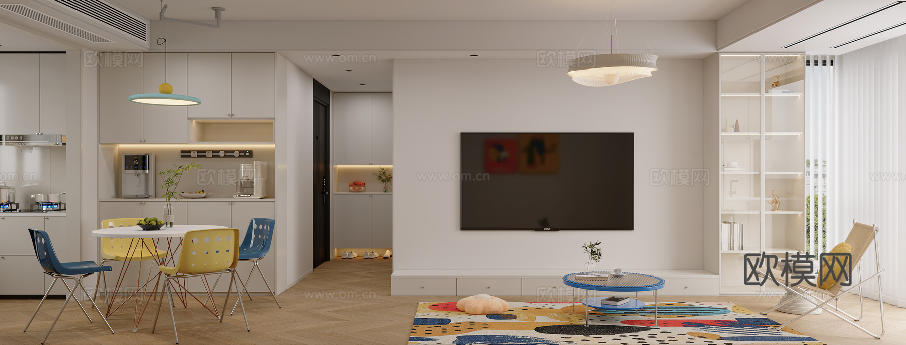 韩式多巴胺客餐厅3d模型下载