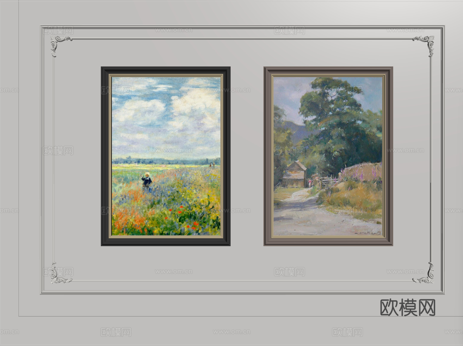 美式装饰画 装饰挂画su模型