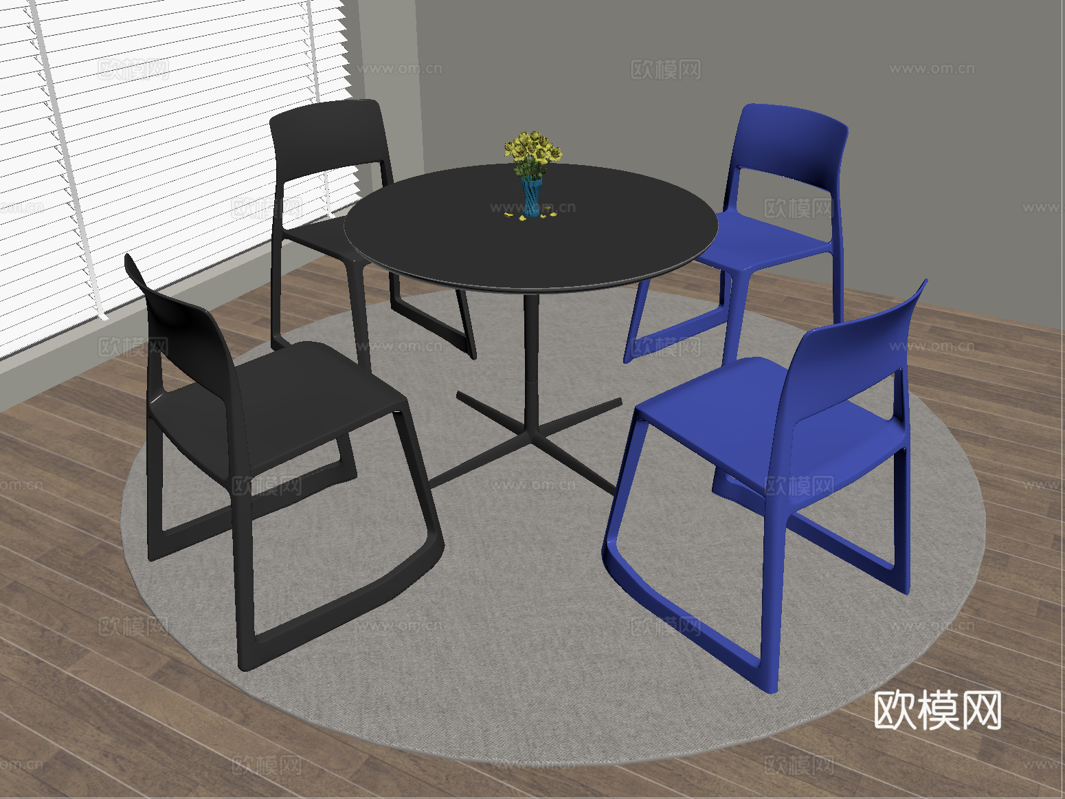 现代休闲桌椅 洽谈桌椅 餐桌椅su模型