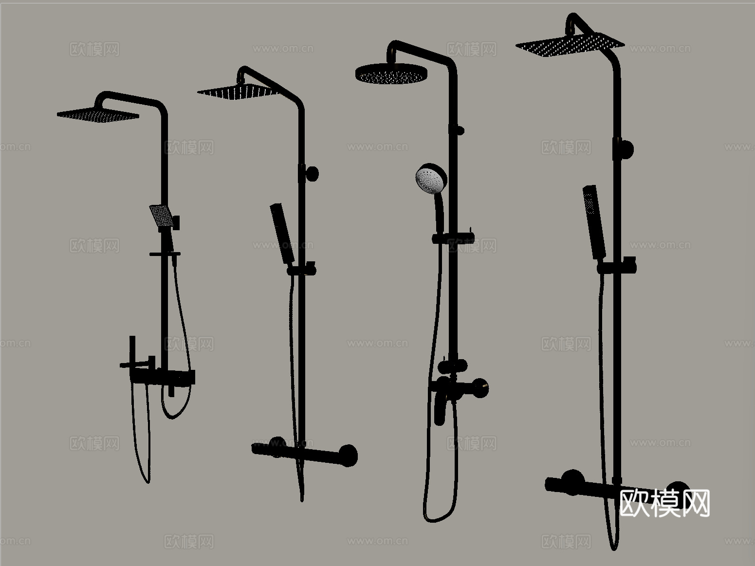 法式淋浴 花洒su模型