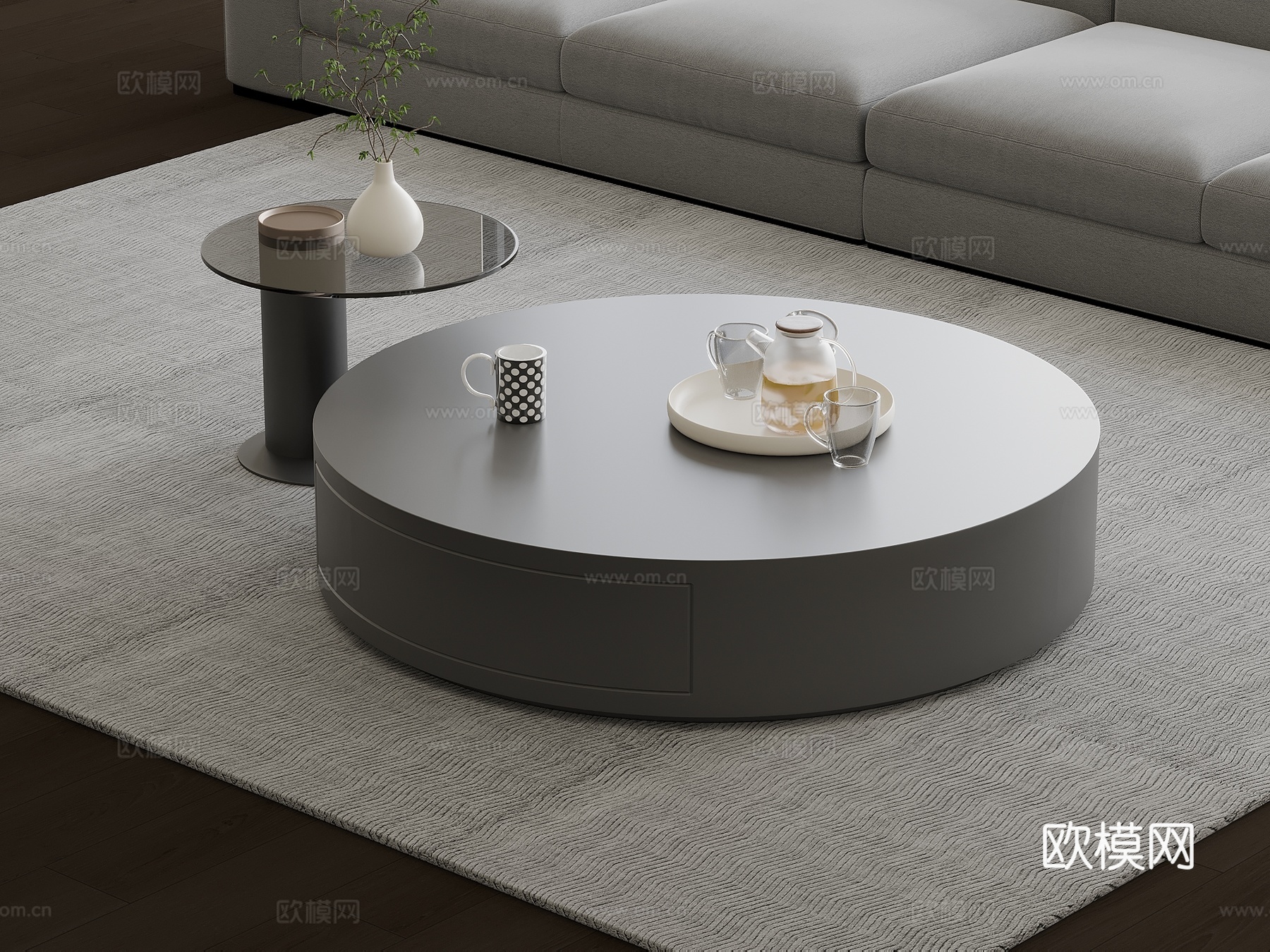 现代意式茶几 子母几su模型