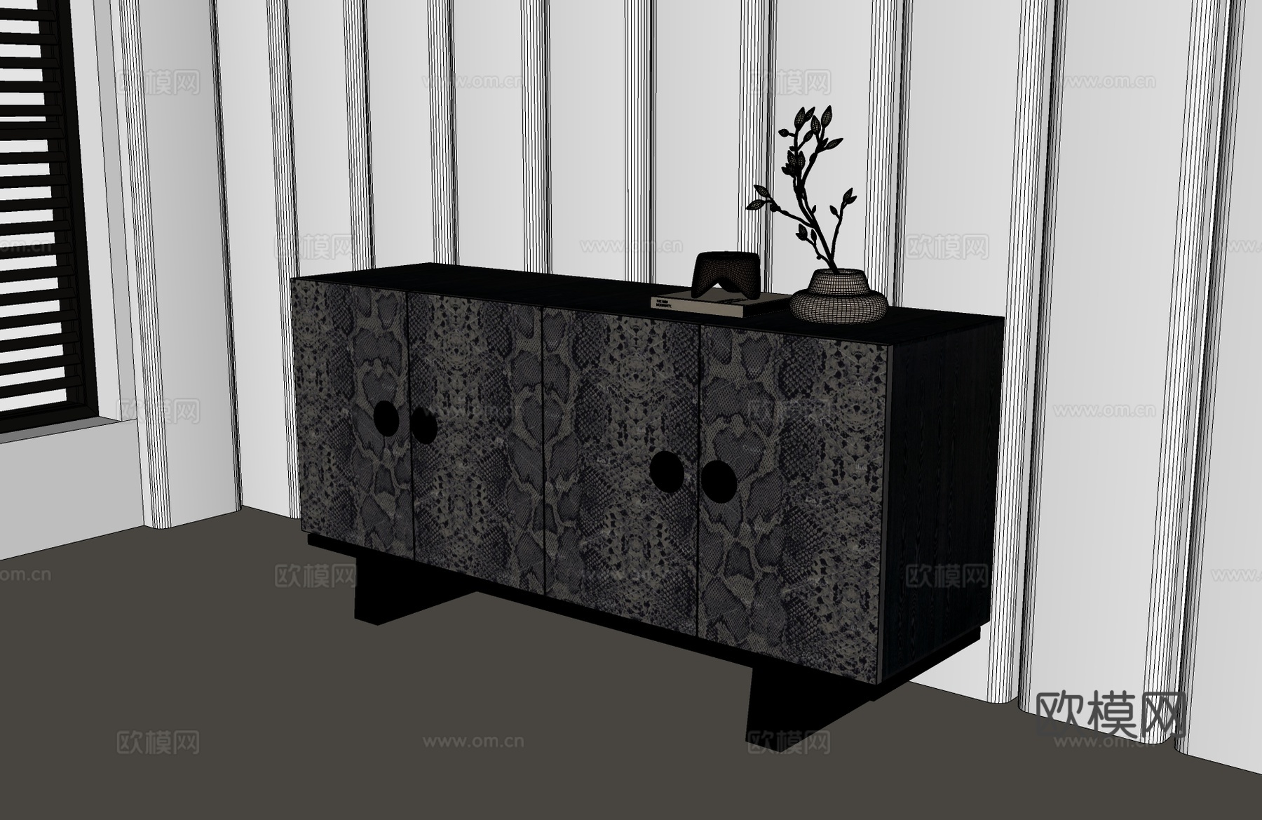 现代意式玄关柜 意式边柜 意式斗柜 意式餐边柜 现代意式餐边su模型
