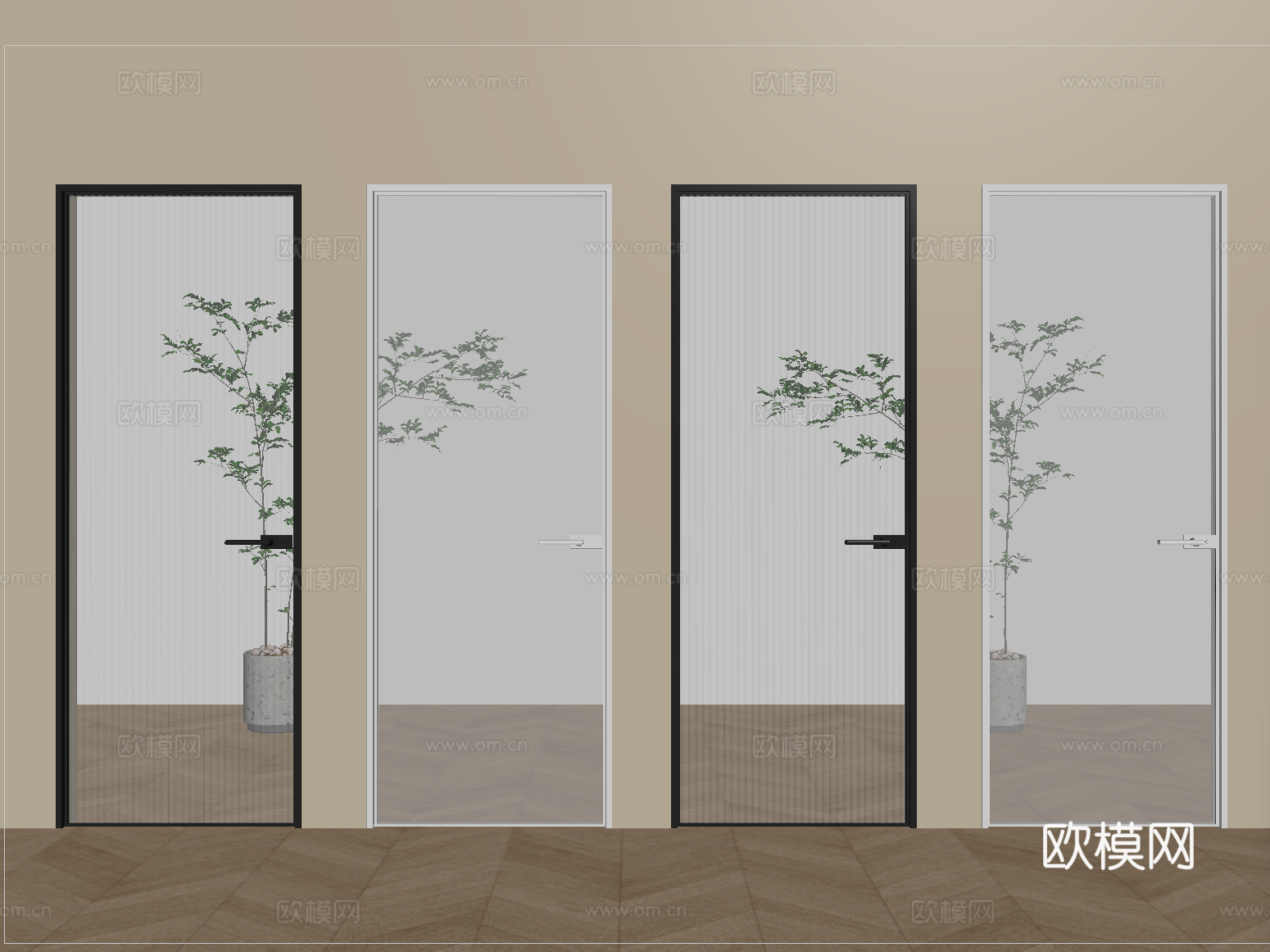 现代玻璃单开门 长虹玻璃单开门 磨砂玻璃单开门 厨卫门su模型