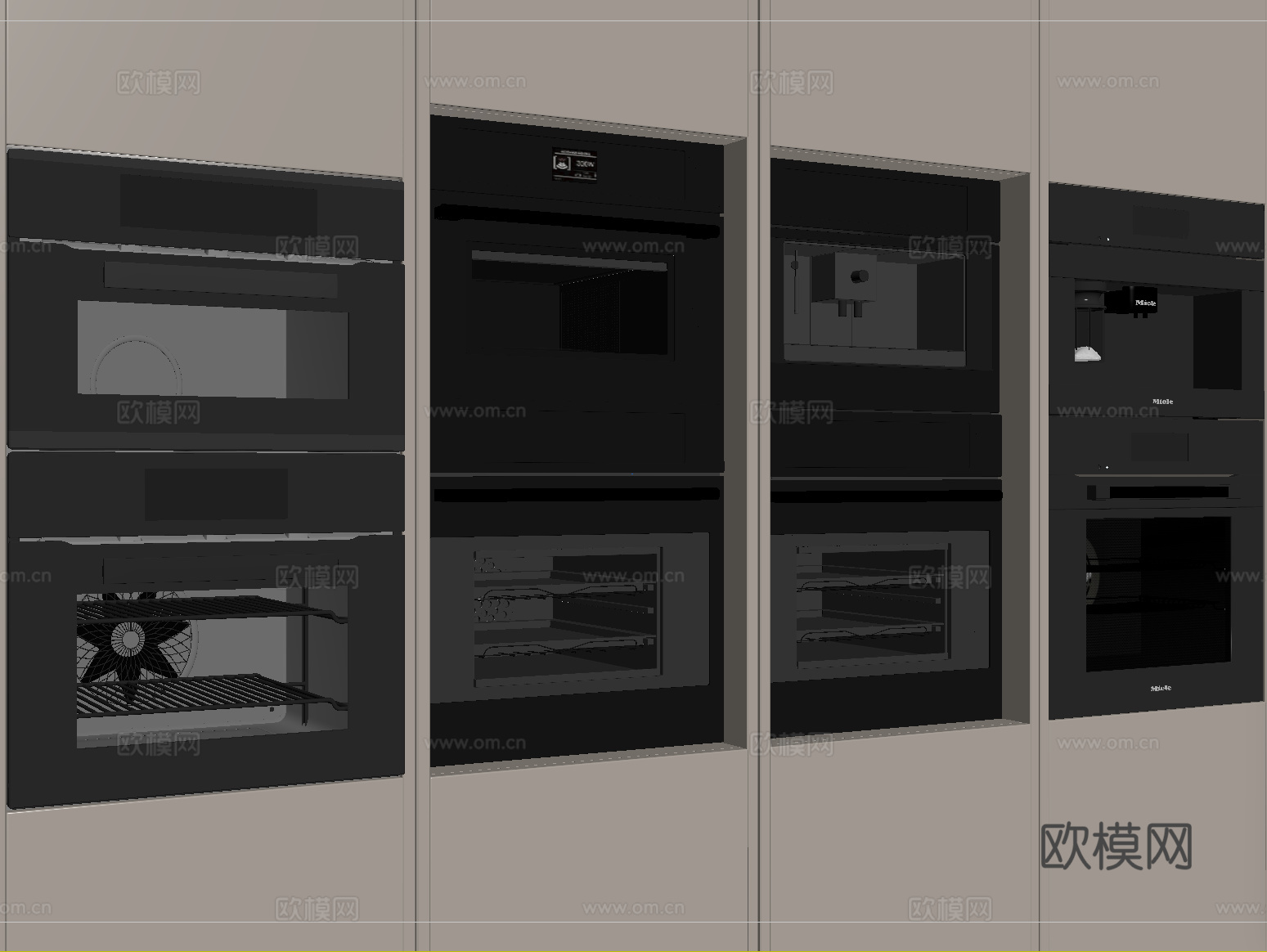 现代嵌入式蒸烤箱 厨房电器su模型