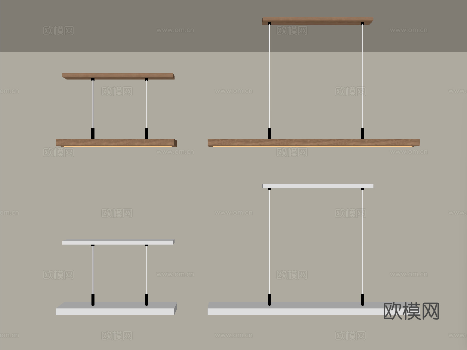 现代条形简约吊灯su模型
