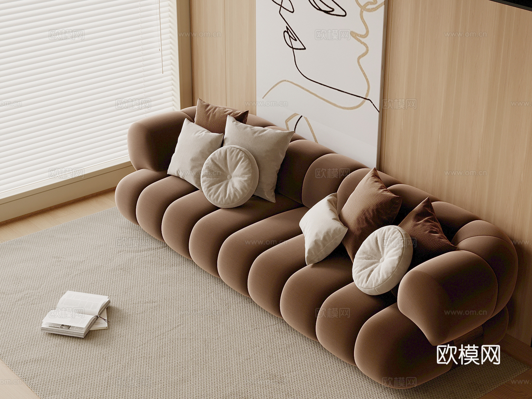 现代简约沙发 异形沙发 多人沙发su模型
