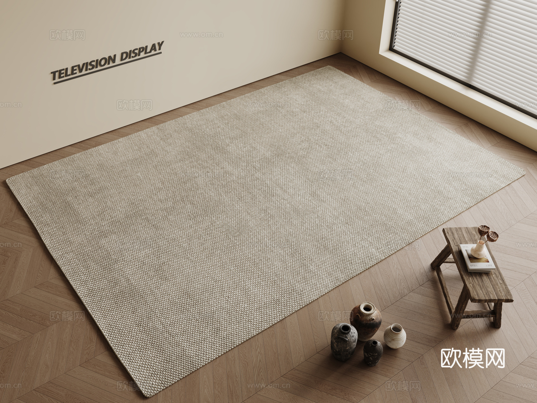 现代简约地毯 方形地毯 粗布地毯 客厅地毯 奶油风地毯su模型