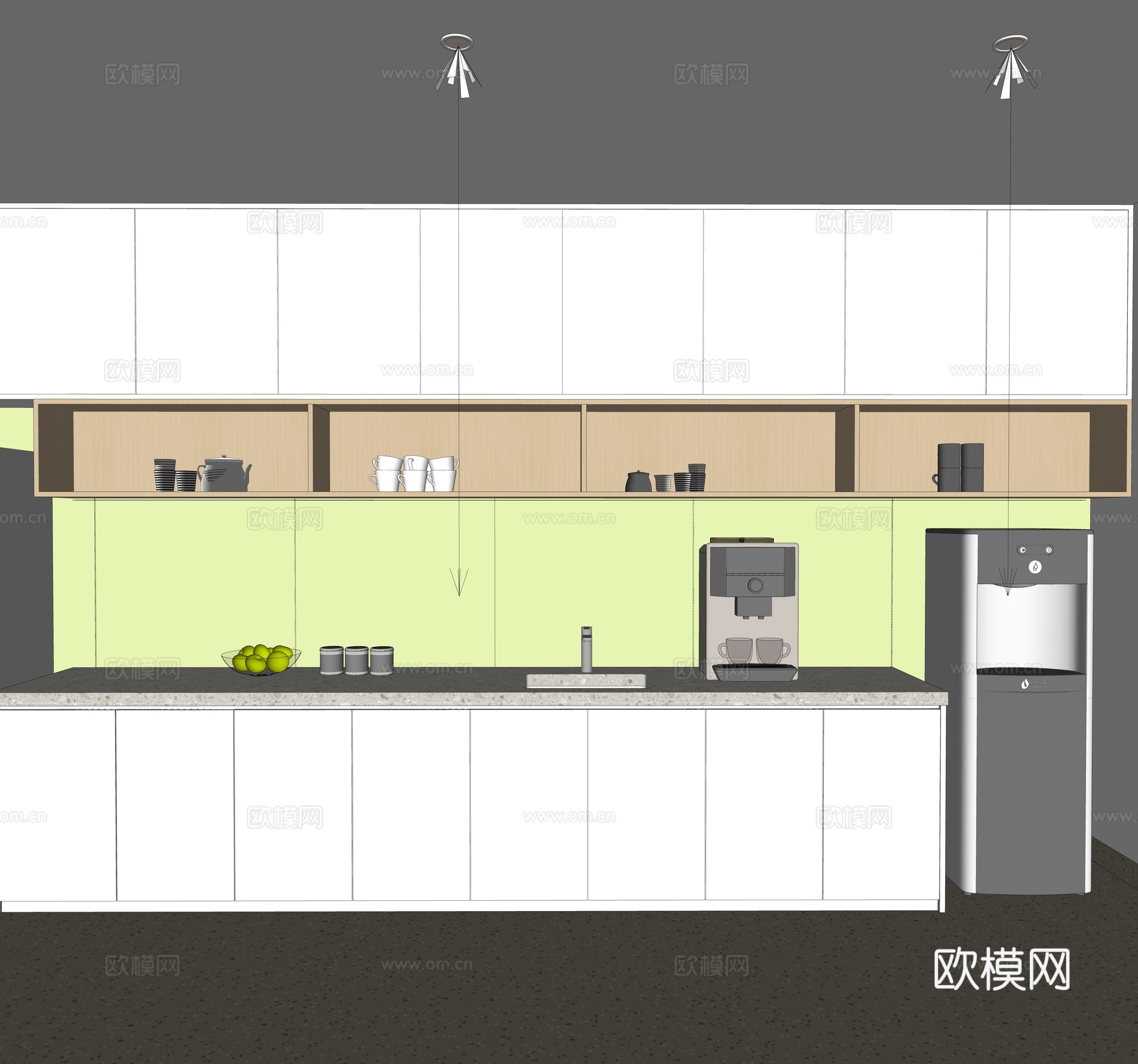 现代医院_医院休息区_休息区_备餐台_楼道_过道su模型