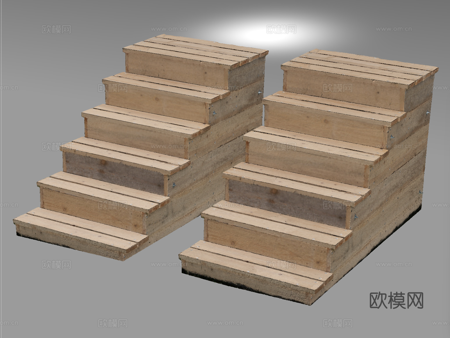 现代景观汀步 木质楼梯su模型