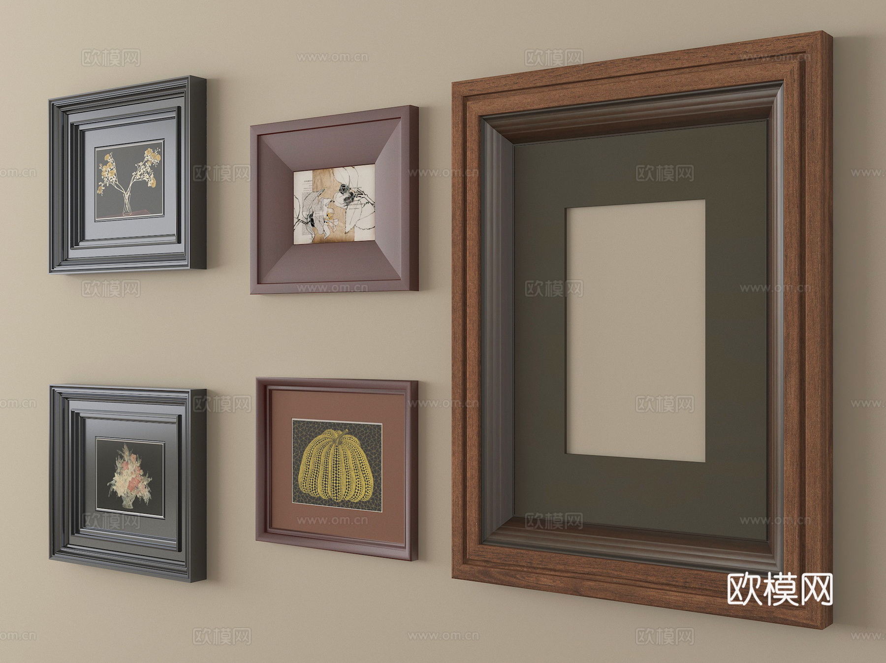 法式相框 装饰画框su模型