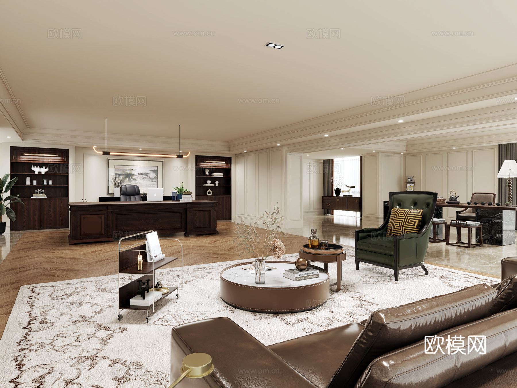 法式风格董事长办公室3d模型下载