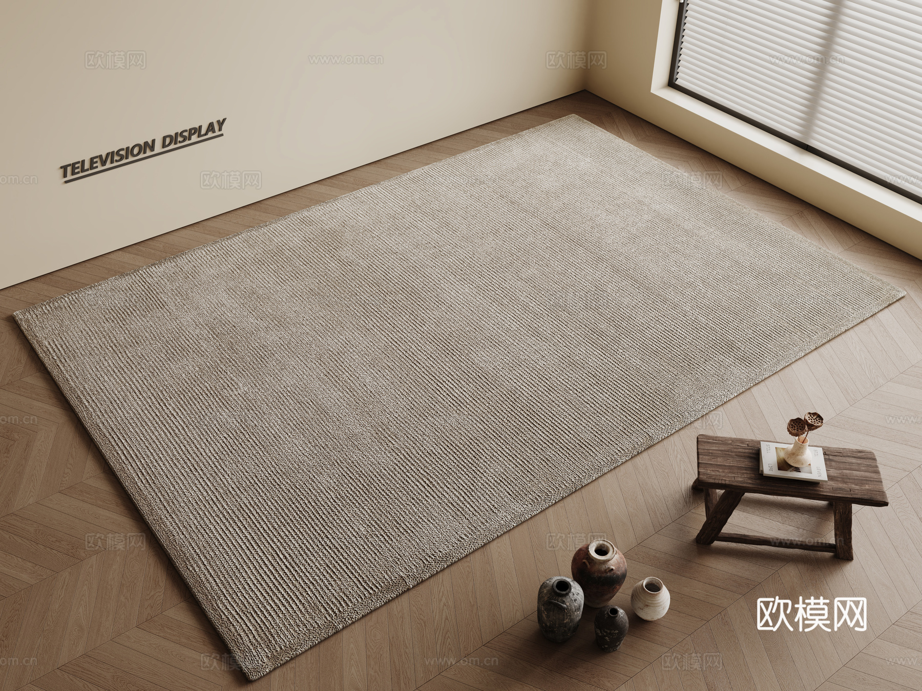 现代简约地毯 方形地毯 粗布地毯 客厅地毯 奶油风地毯su模型